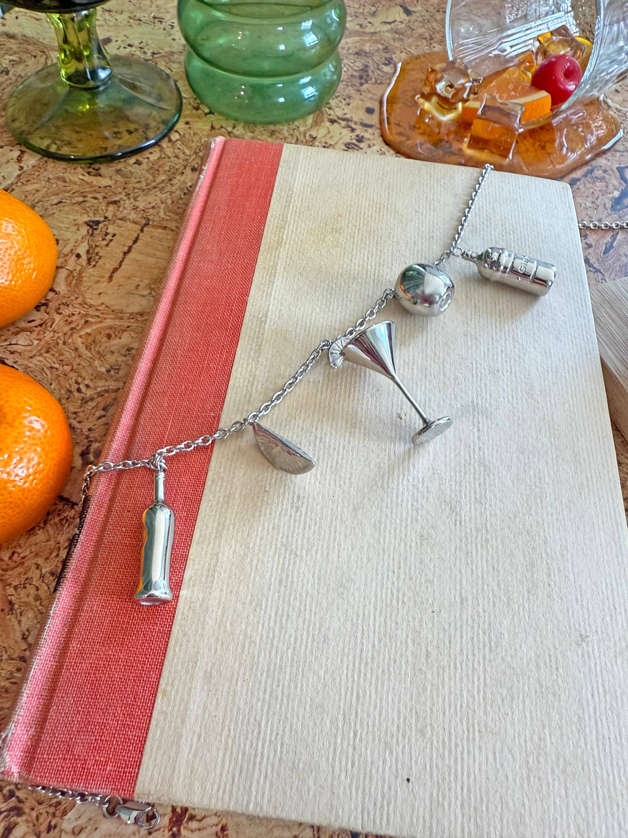 Martini Charm Necklace- Silver