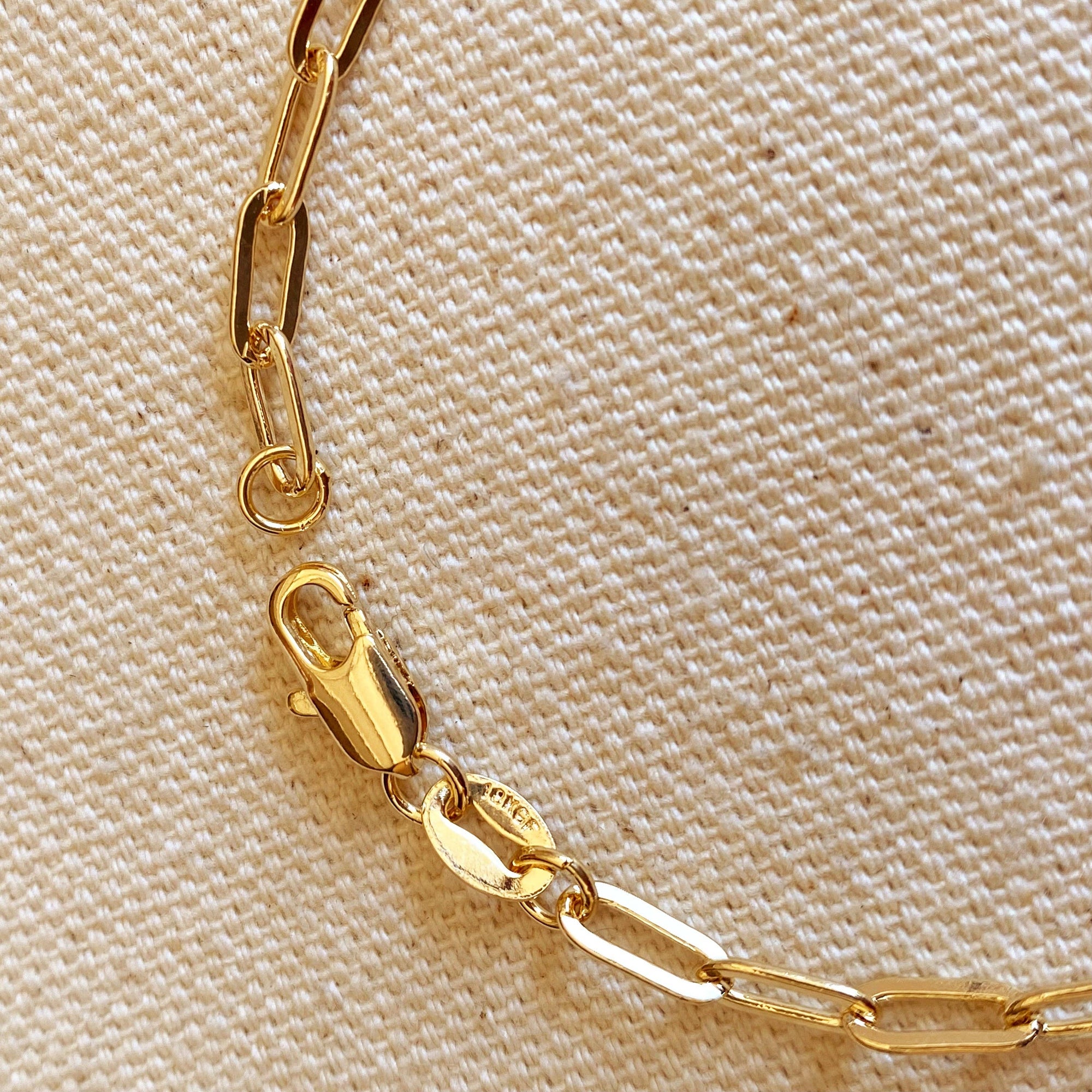 Short Link Paperclip Bracelet, 18k Gold Filled