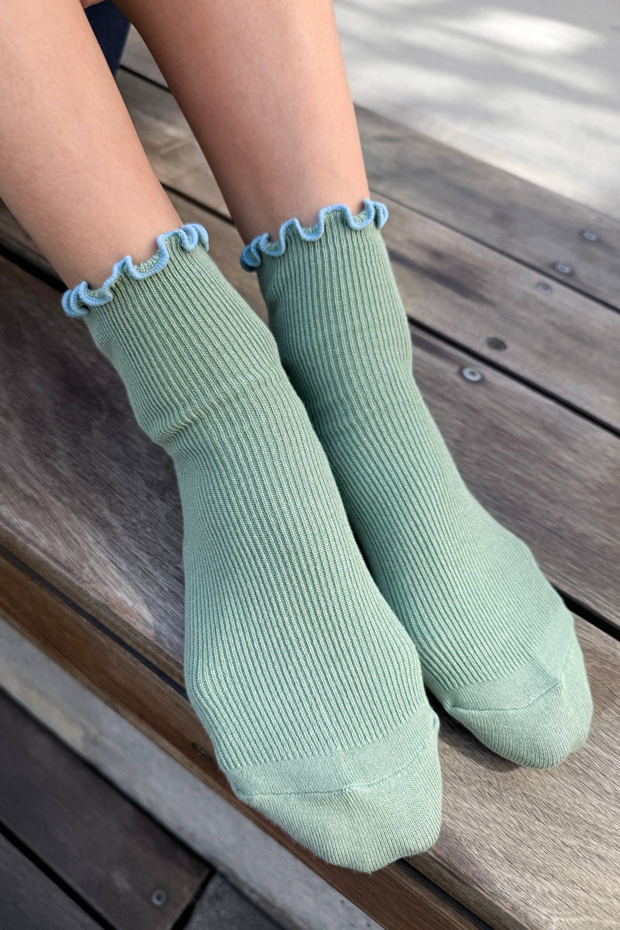 Petite Ruffled Modal Socks, Lilac/Brown