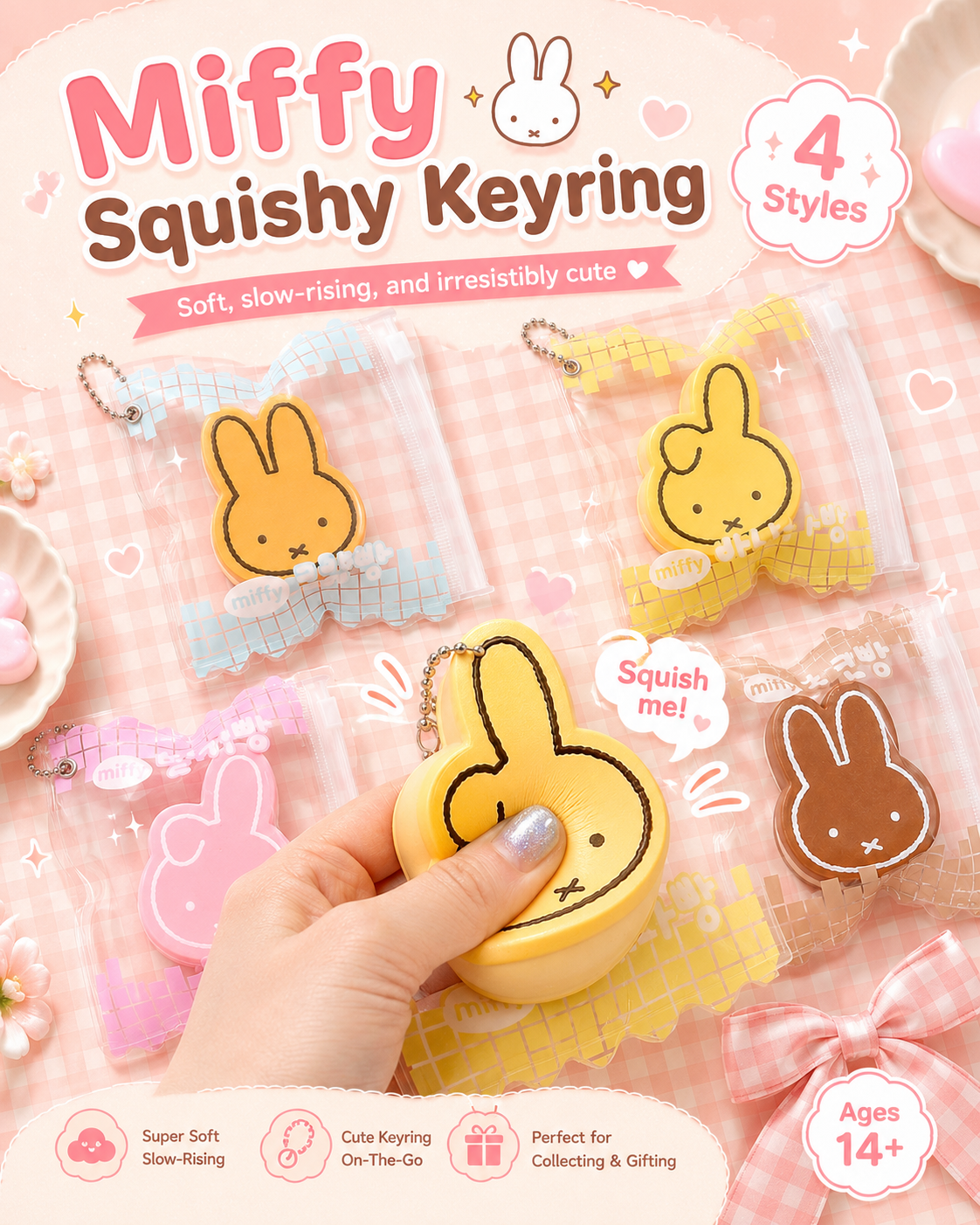 Miffy Bread Squishy Pouch Keyring