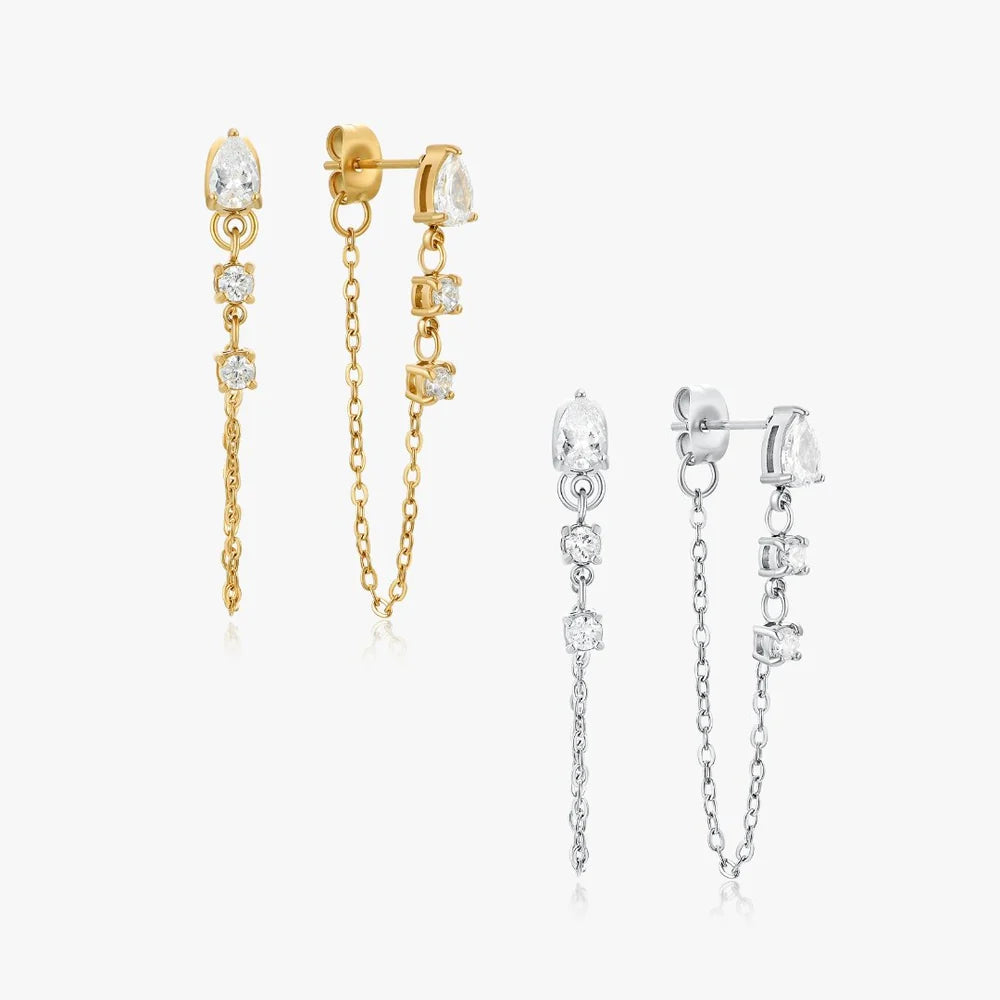 Ariel Chain Earrings, Gold