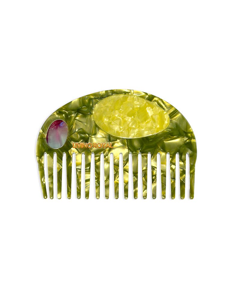 Wide-Tooth Mini Hair Comb, Martini Olive