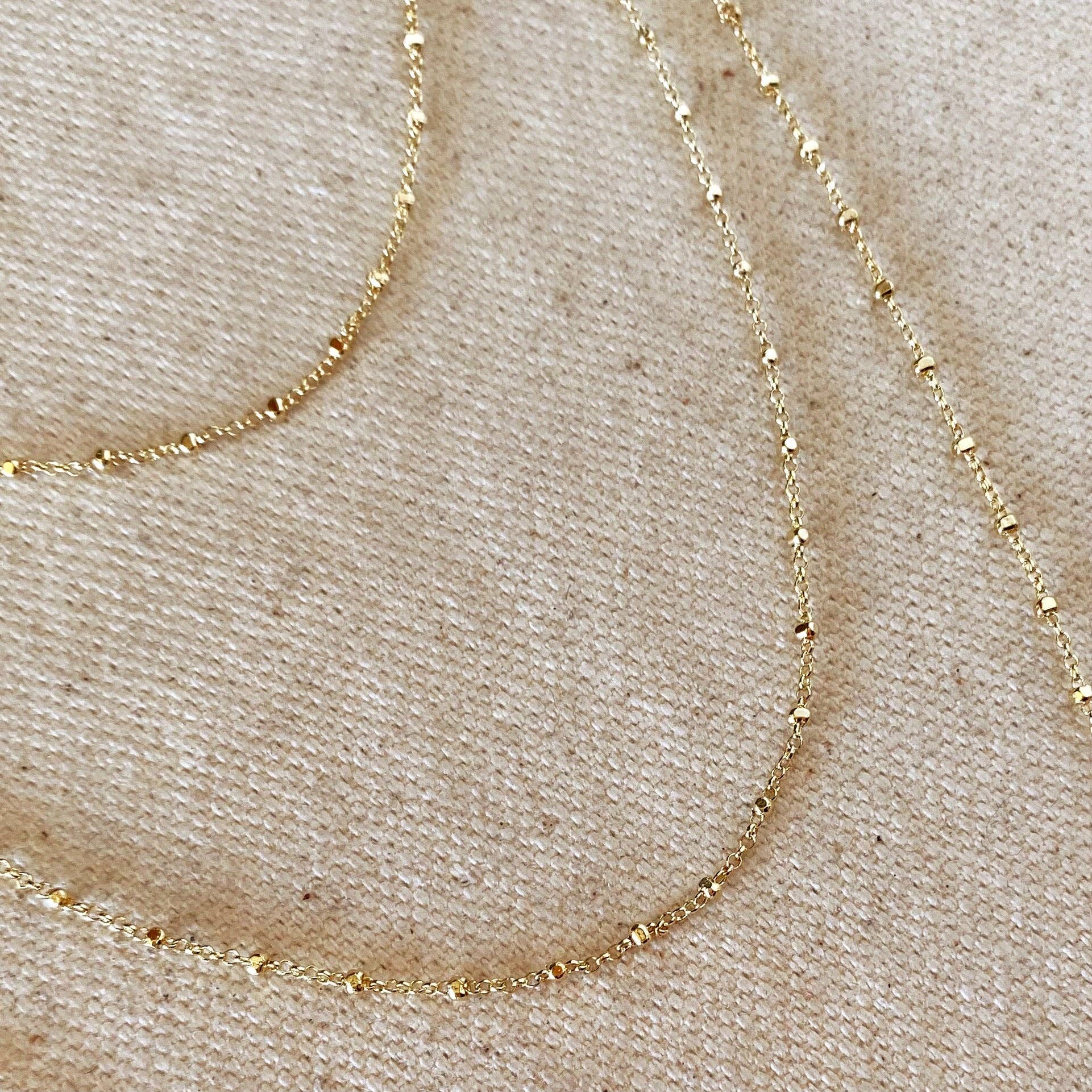 1mm Spaced Beaded Chain, 18k Gold Filled