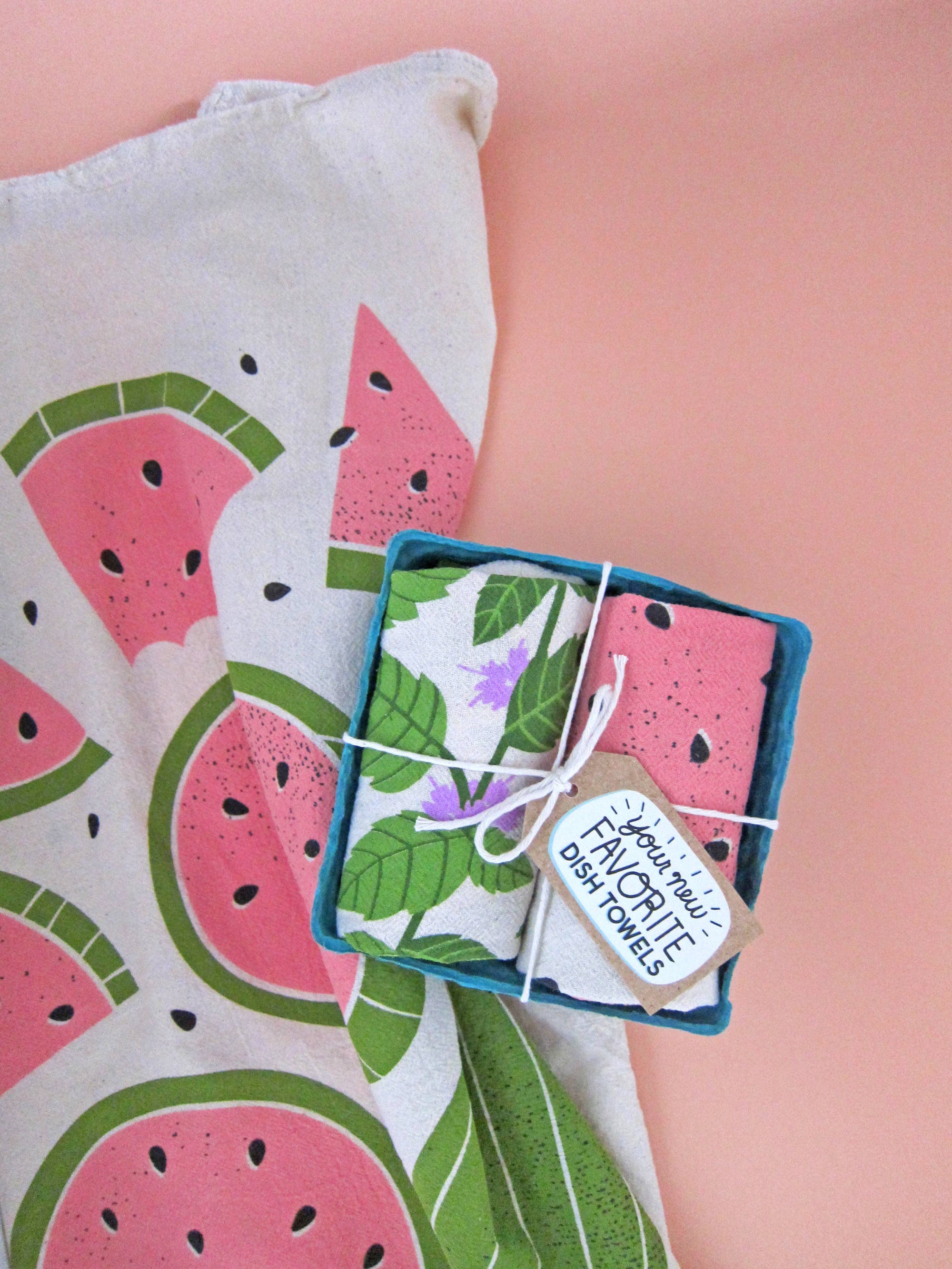 Mint & Melon Tea Towel Set of 2