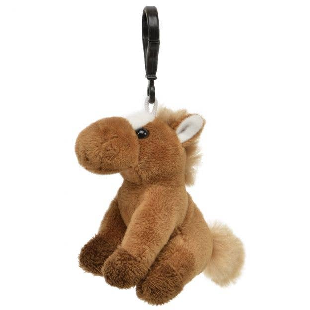 Plush Horse Charm with Clip, Brown