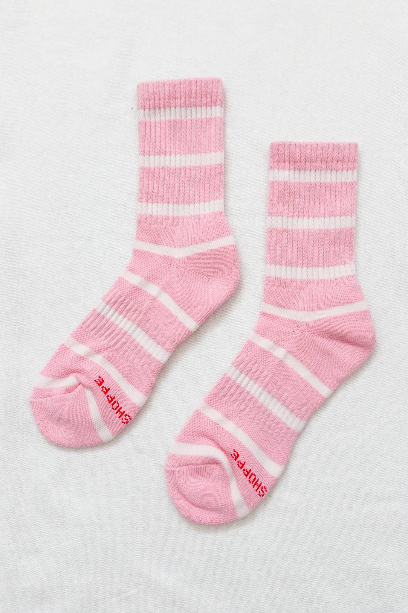 Boyfriend Socks, Pink White Stripe