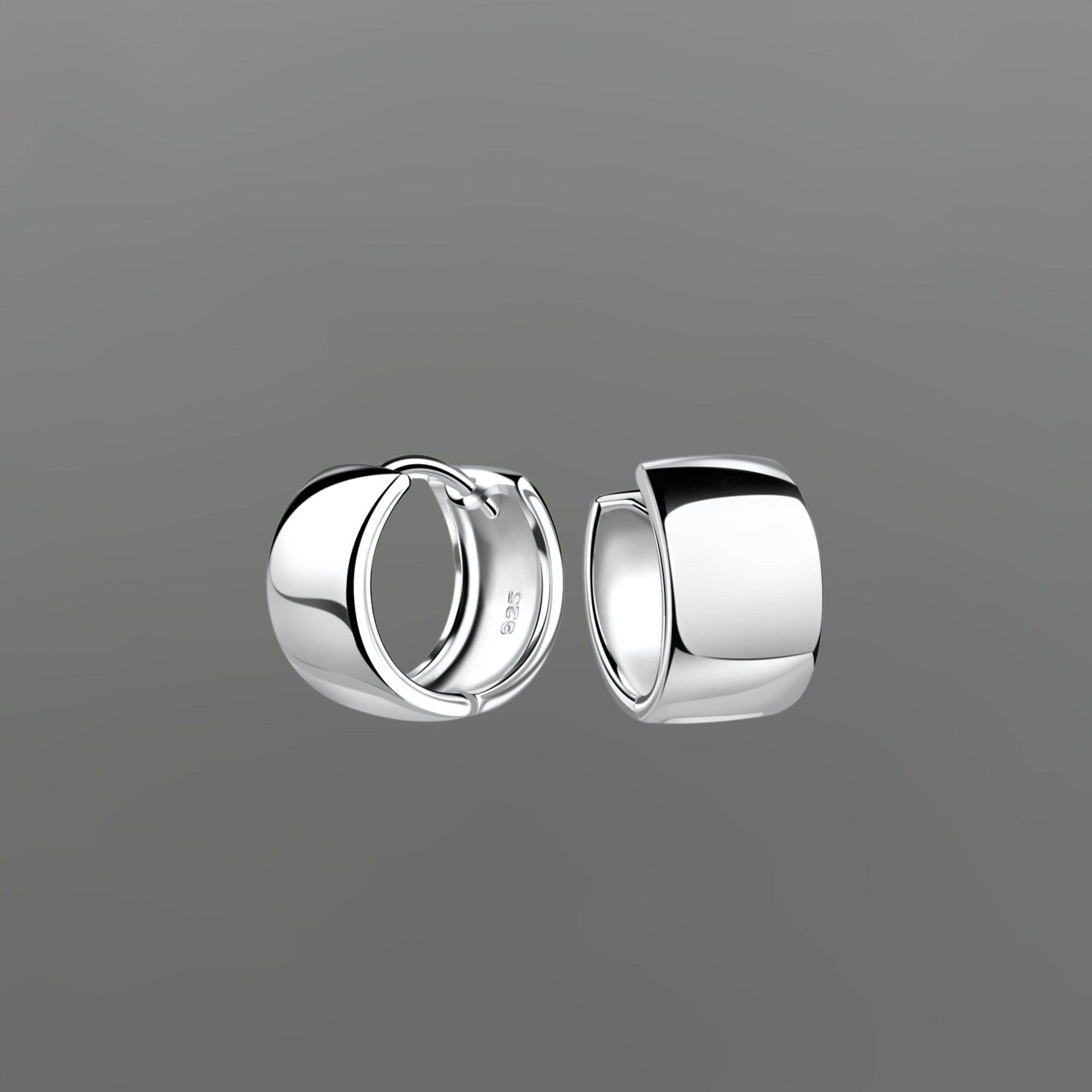 Extra Wide Clicker Huggie Hoops, Sterling Silver