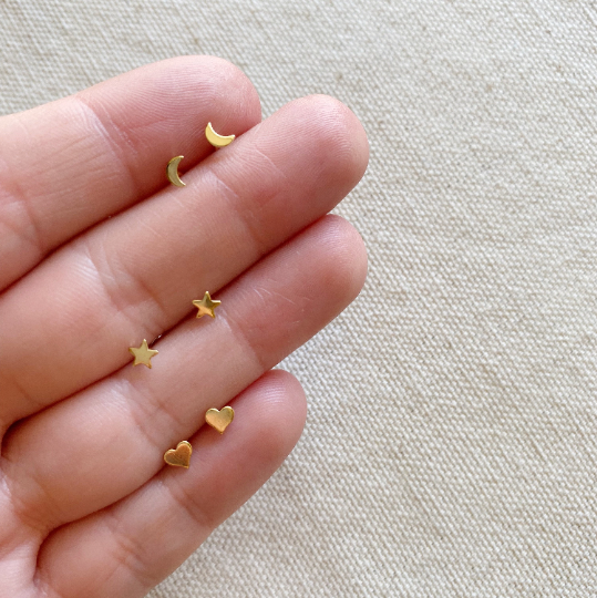 Dainty Earrings Trio, 18k Gold Filled