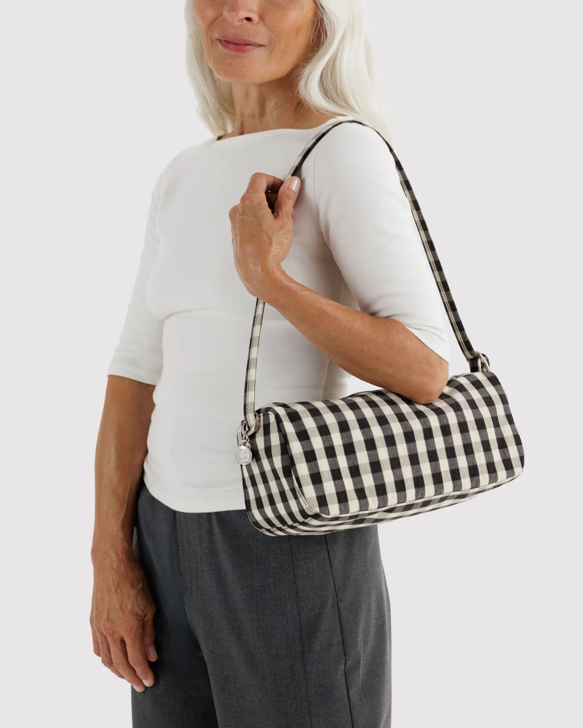 Nylon Loaf Bag, Black and Cream Gingham
