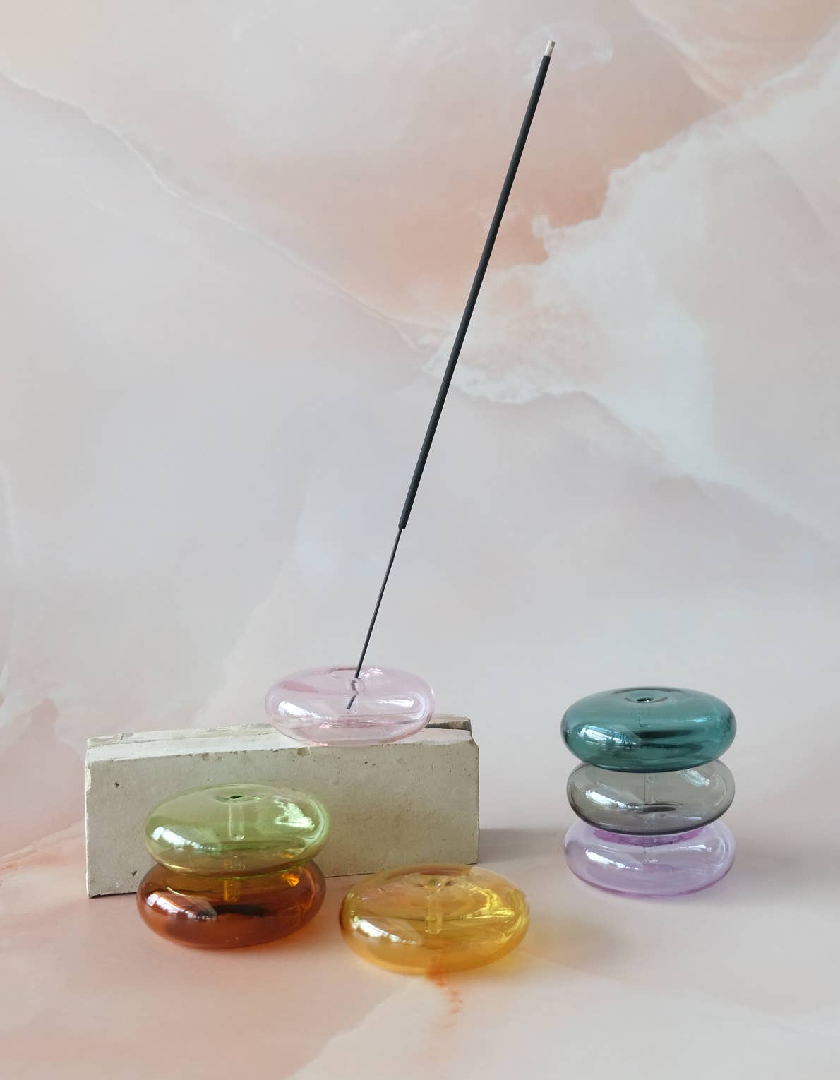 Bubble Incense Holder, Lavender Glass