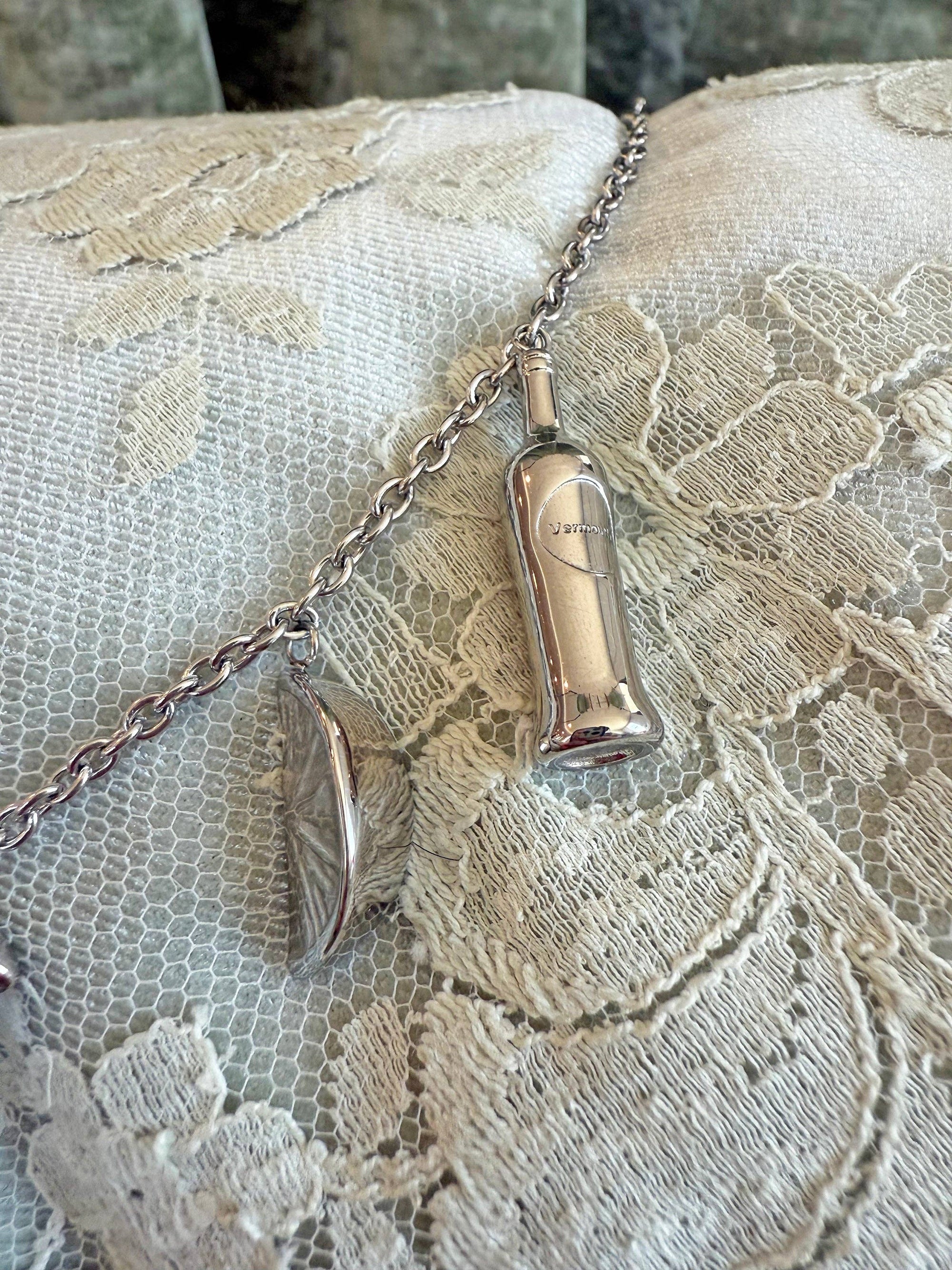 Martini Charm Necklace- Silver