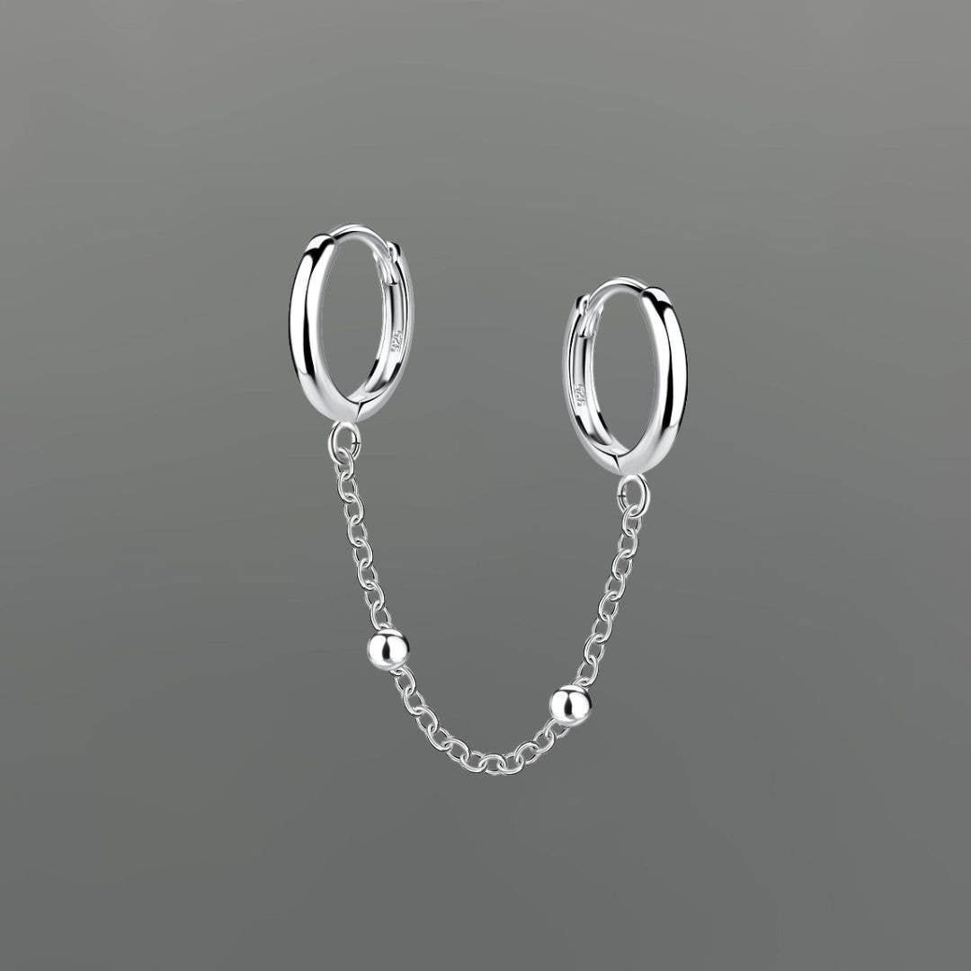 Silver Double Satellite Chain Huggies