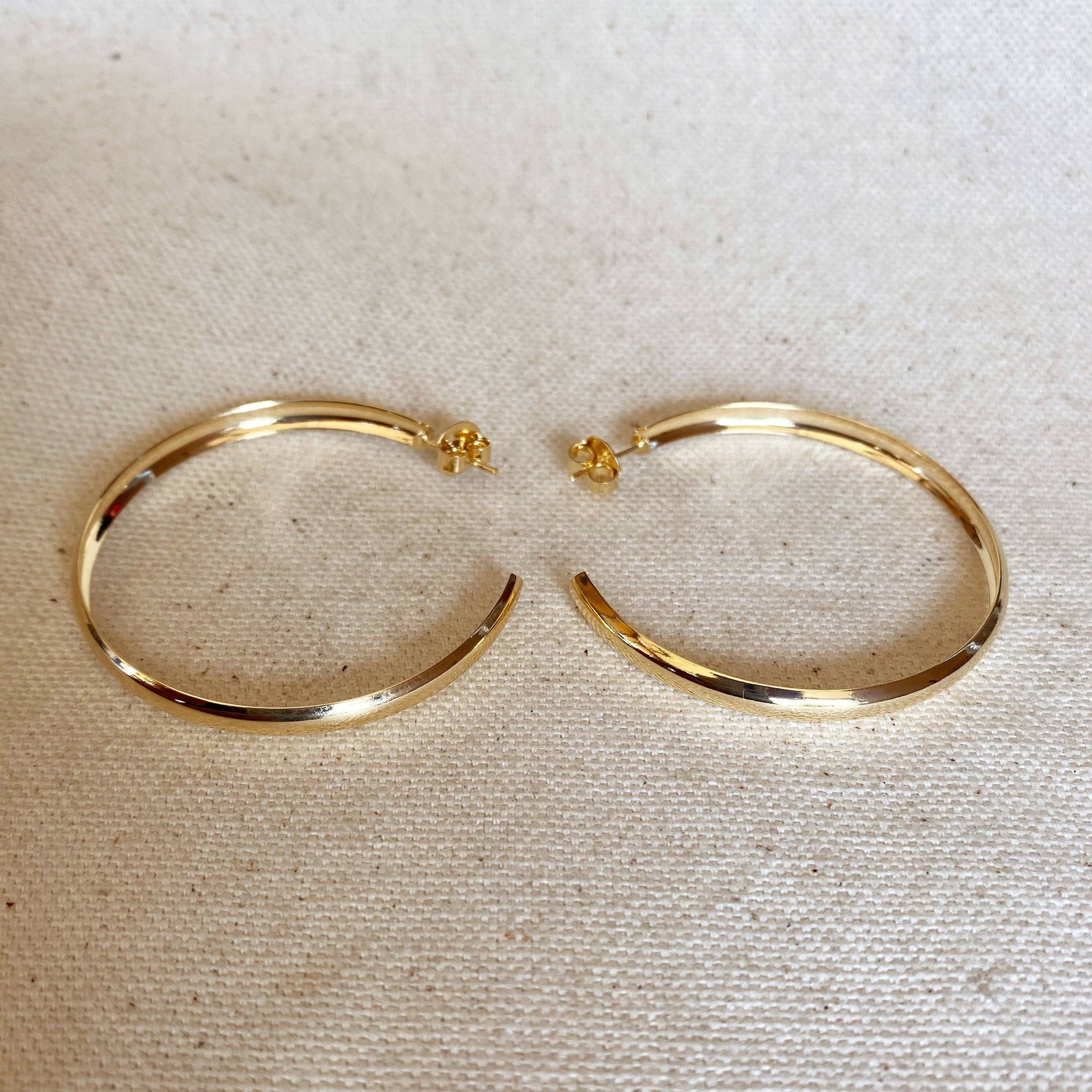 50mm C-Hoop Earrings, 18k Gold Filled