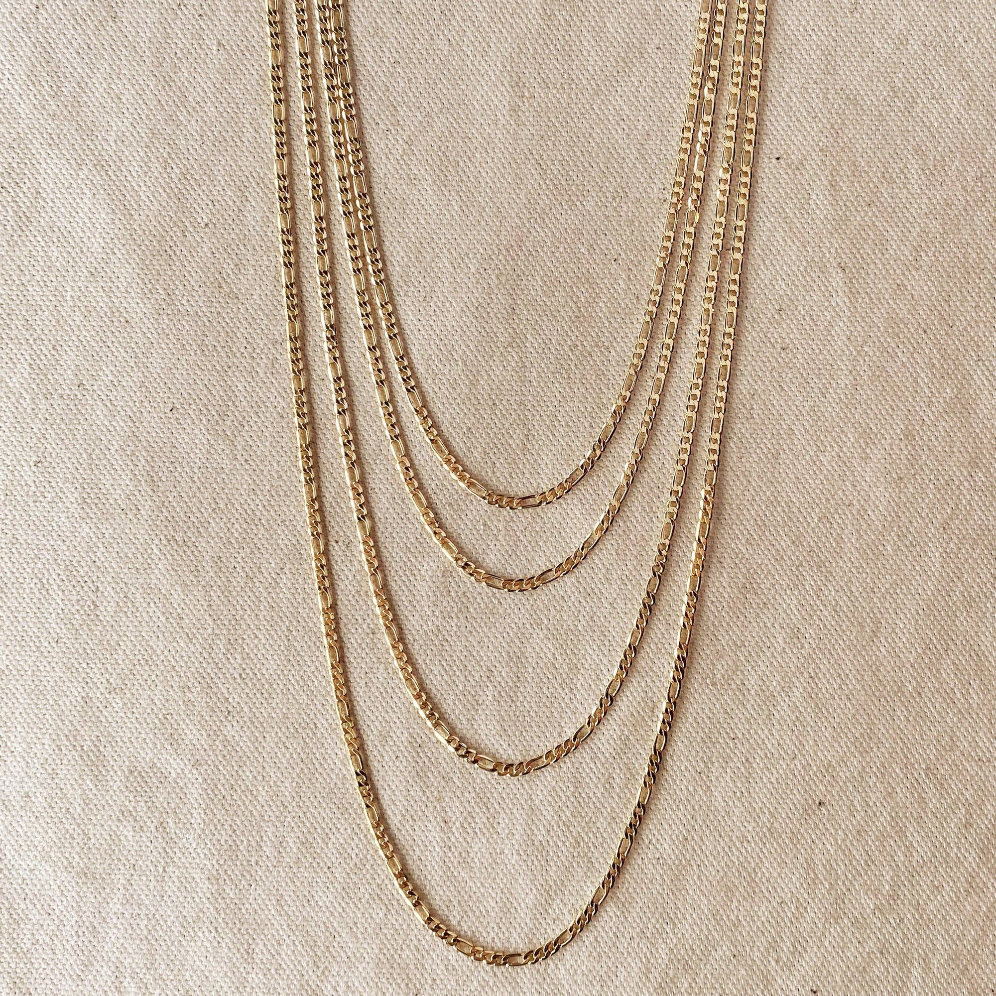 Flat Figaro Chain, 18k Gold Filled