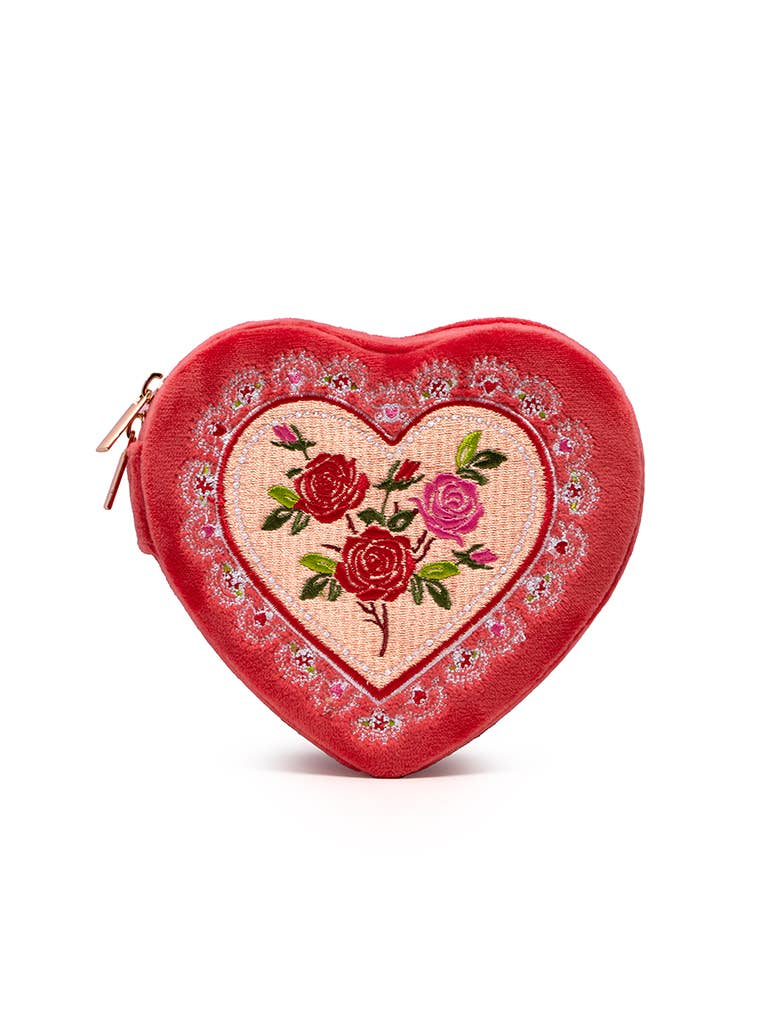 Travel Jewelry Organizer, Heart with Roses