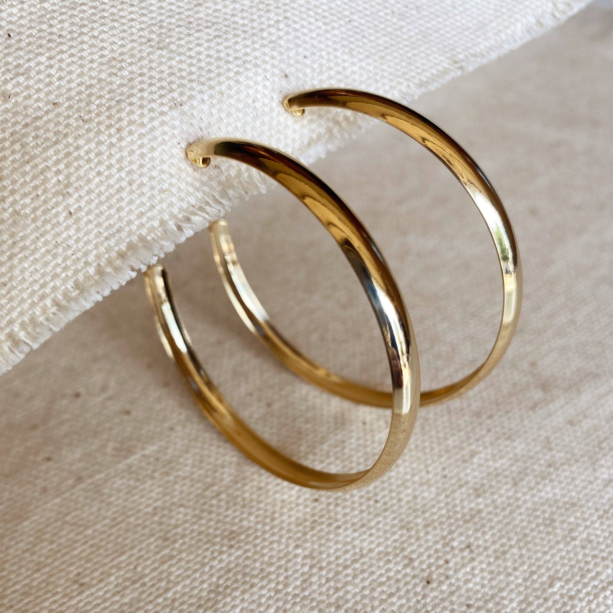 50mm C-Hoop Earrings, 18k Gold Filled