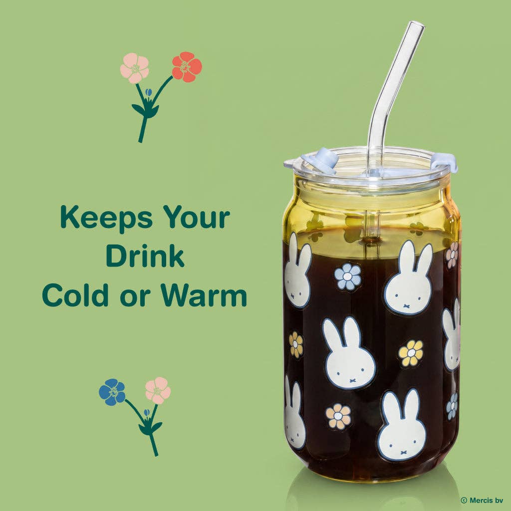 Miffy Spring Drinking Glass with Straw