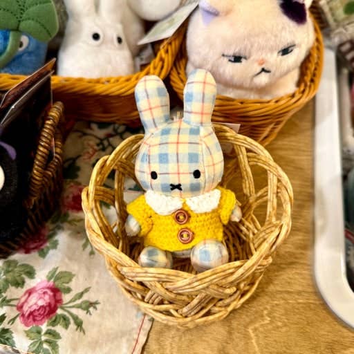 Miffy Keychain, Blue Plaid