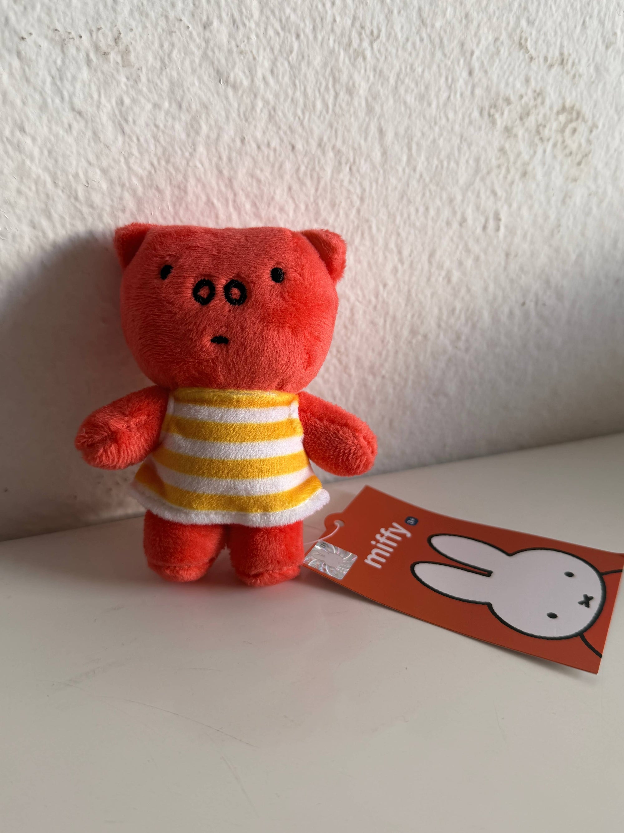 Miffy Plush Bag Charm, Poppy Pig in Yellow Stripe Swim Dress