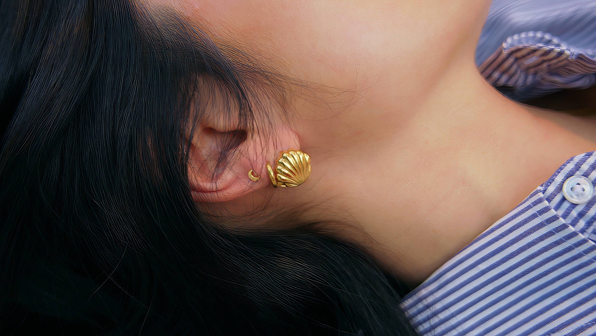 What the Shell Hoops, Yellow Gold