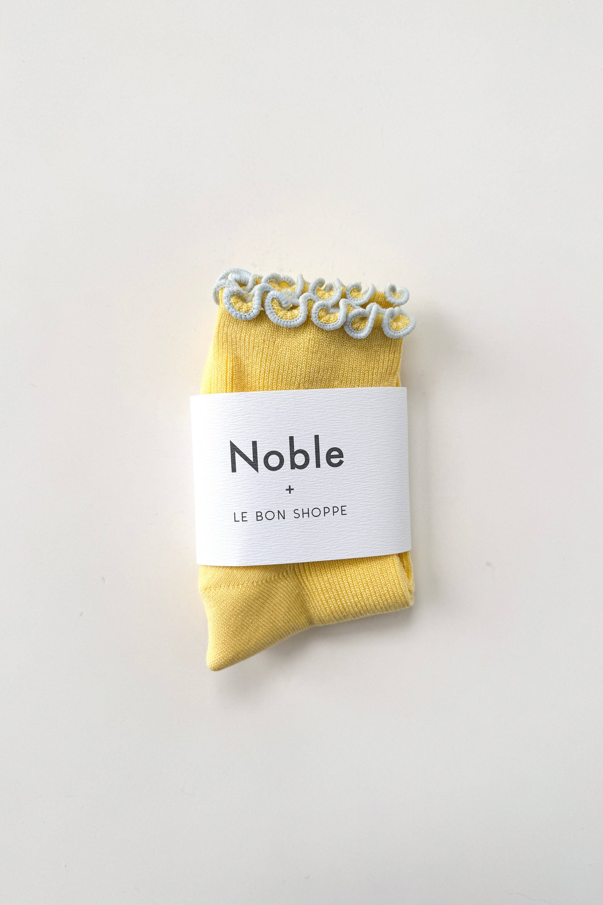 Petite Ruffled Modal Socks, Butter/Baby Blue