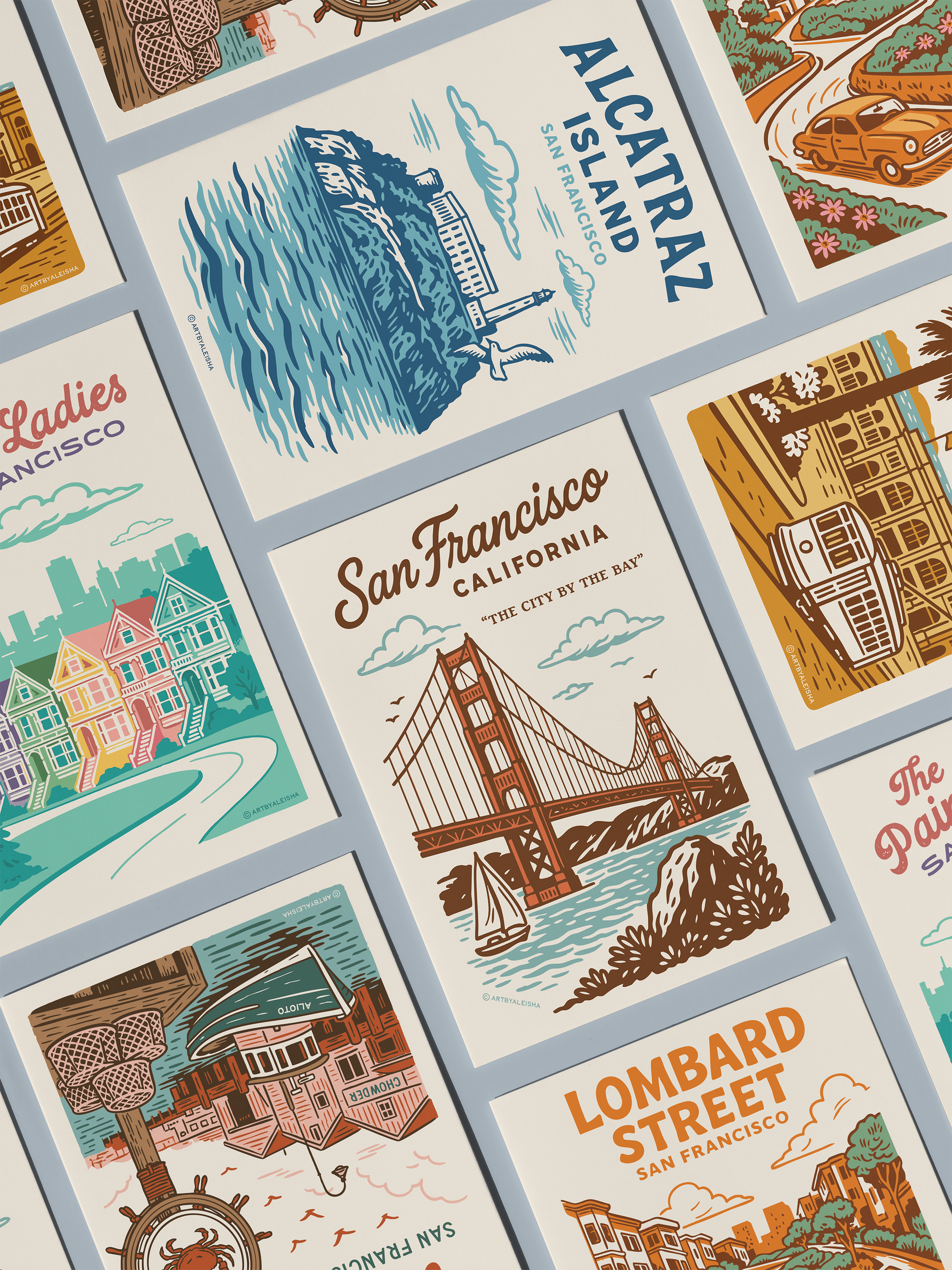 San Francisco Painted Ladies Retro Postcard