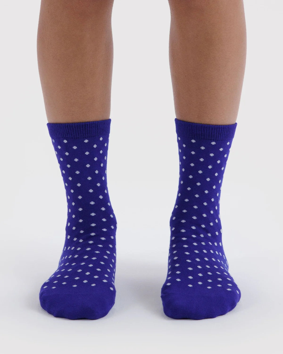 Crew Sock, Micro Blue and White Polka Dot