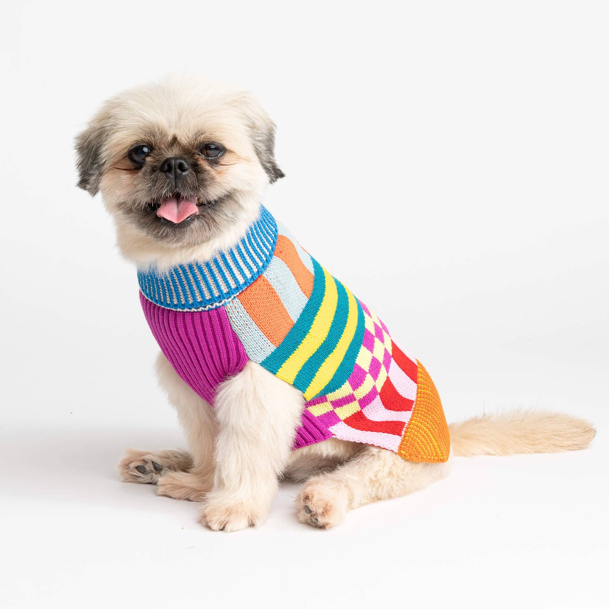 Pattern Patch Dog Sweater, Rainbow / M