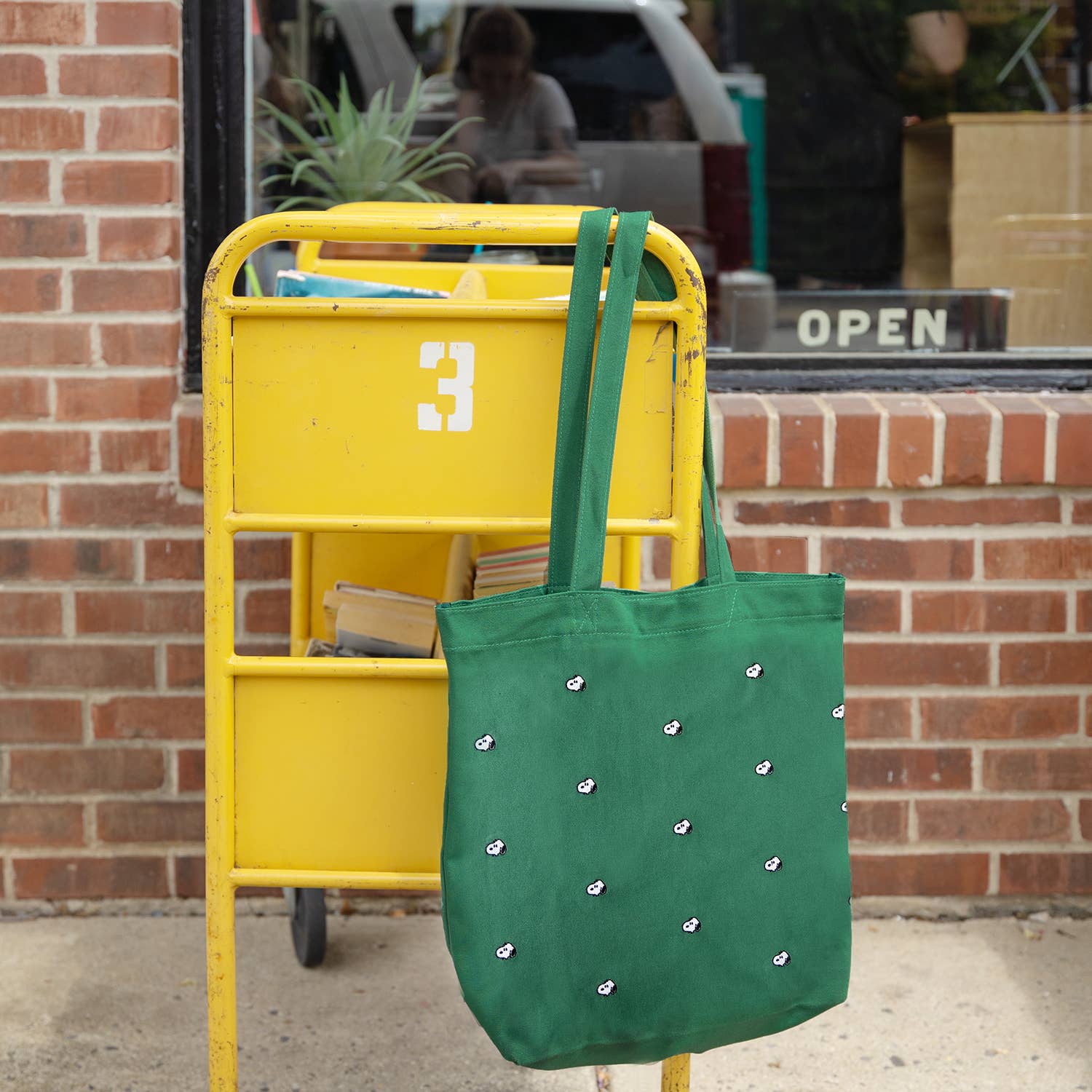 Snoopy Embroidered Tote Bag, Forest