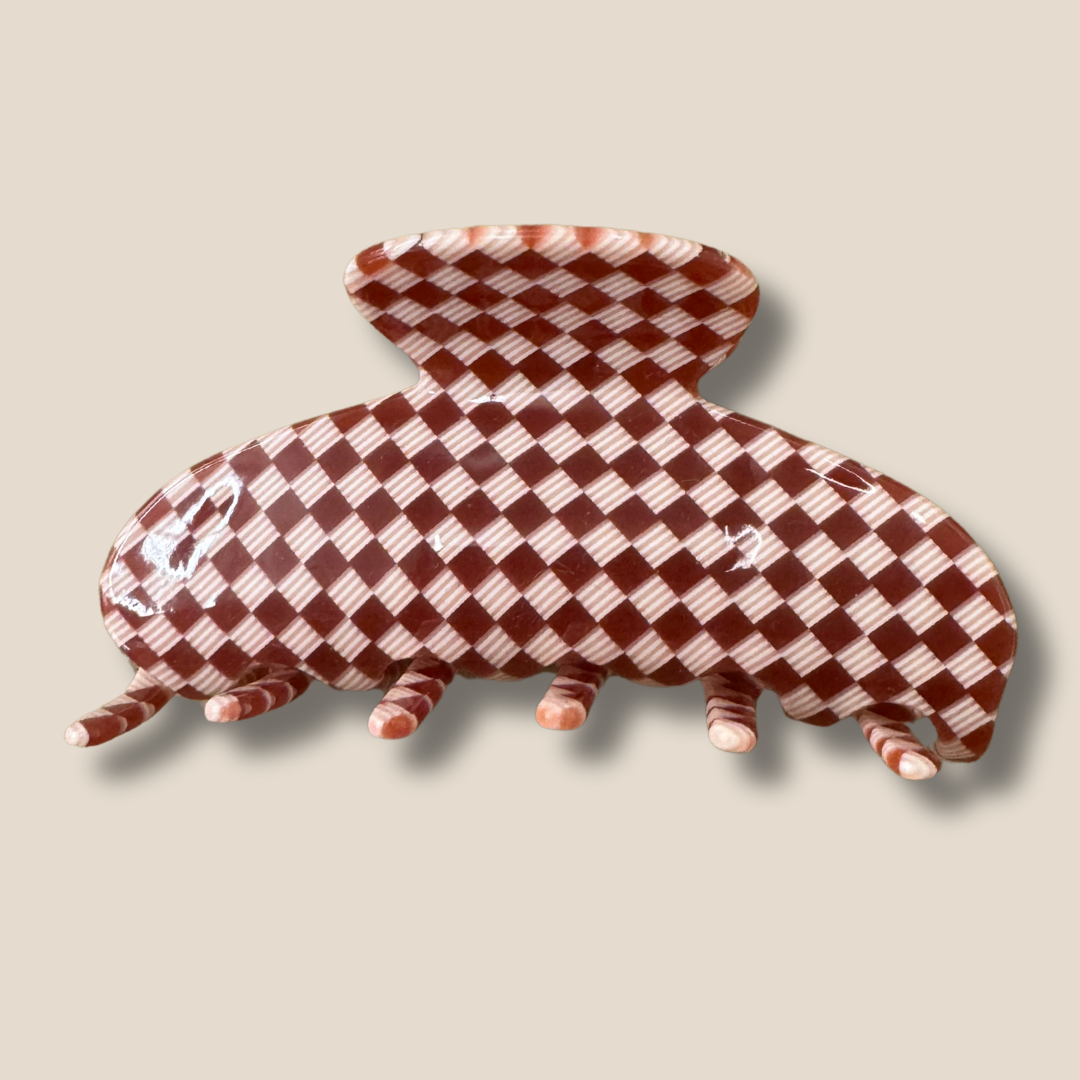 Merlot Checker Hair Claw