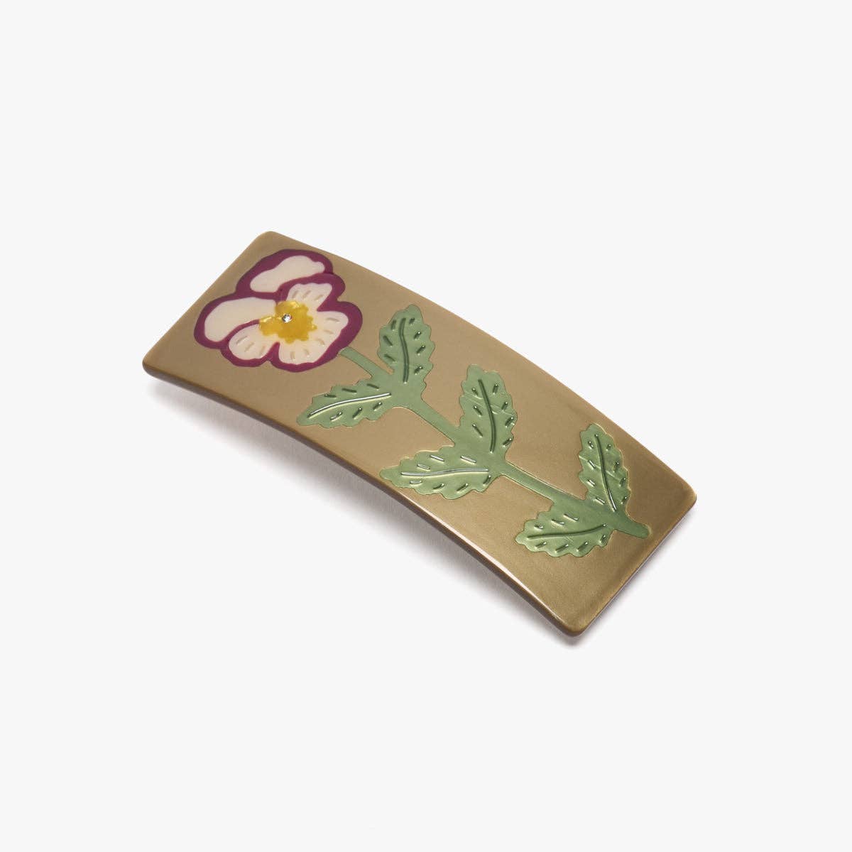 Pansy Flower Gold French Barrette