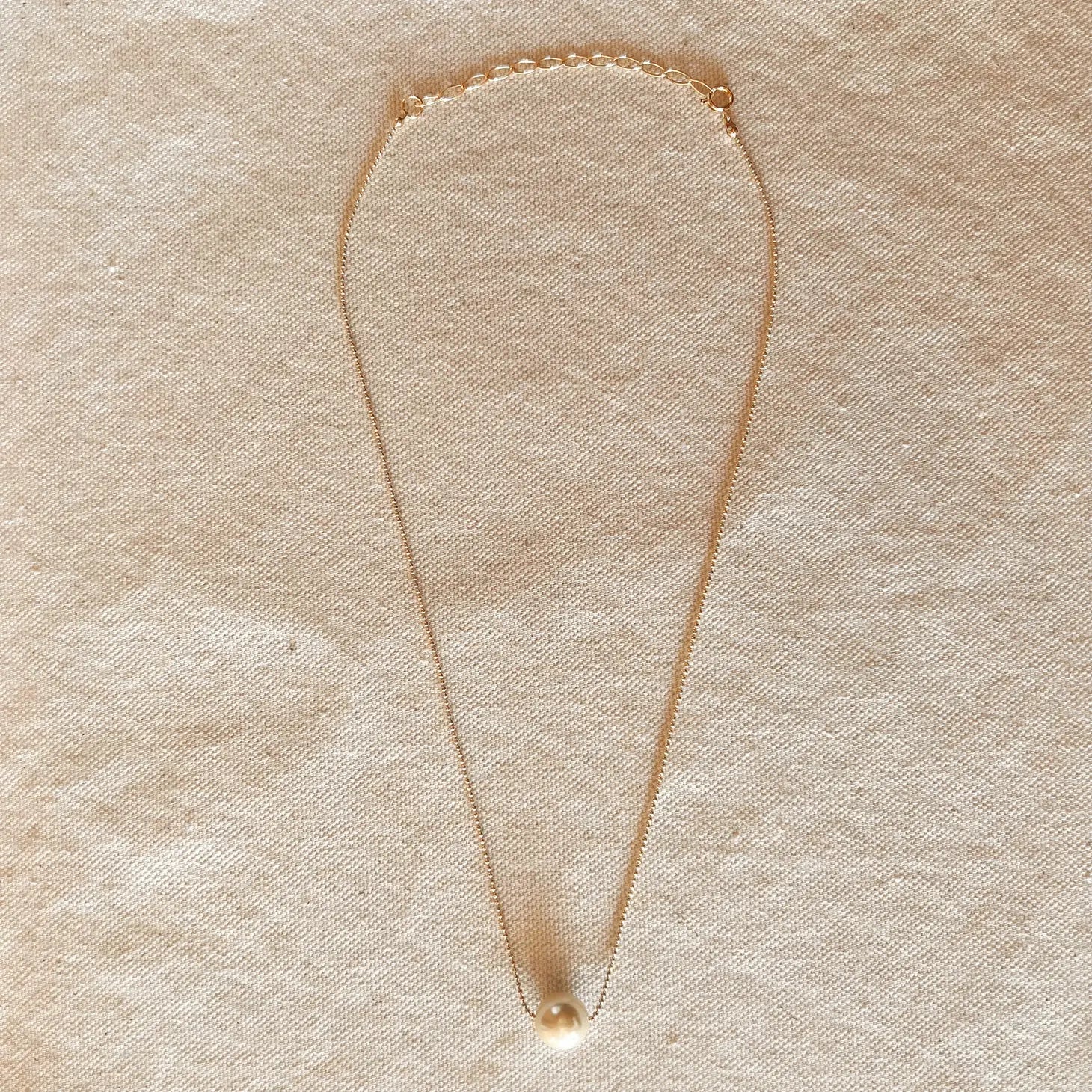 Solitaire Pearl Necklace, 18k Gold Filled