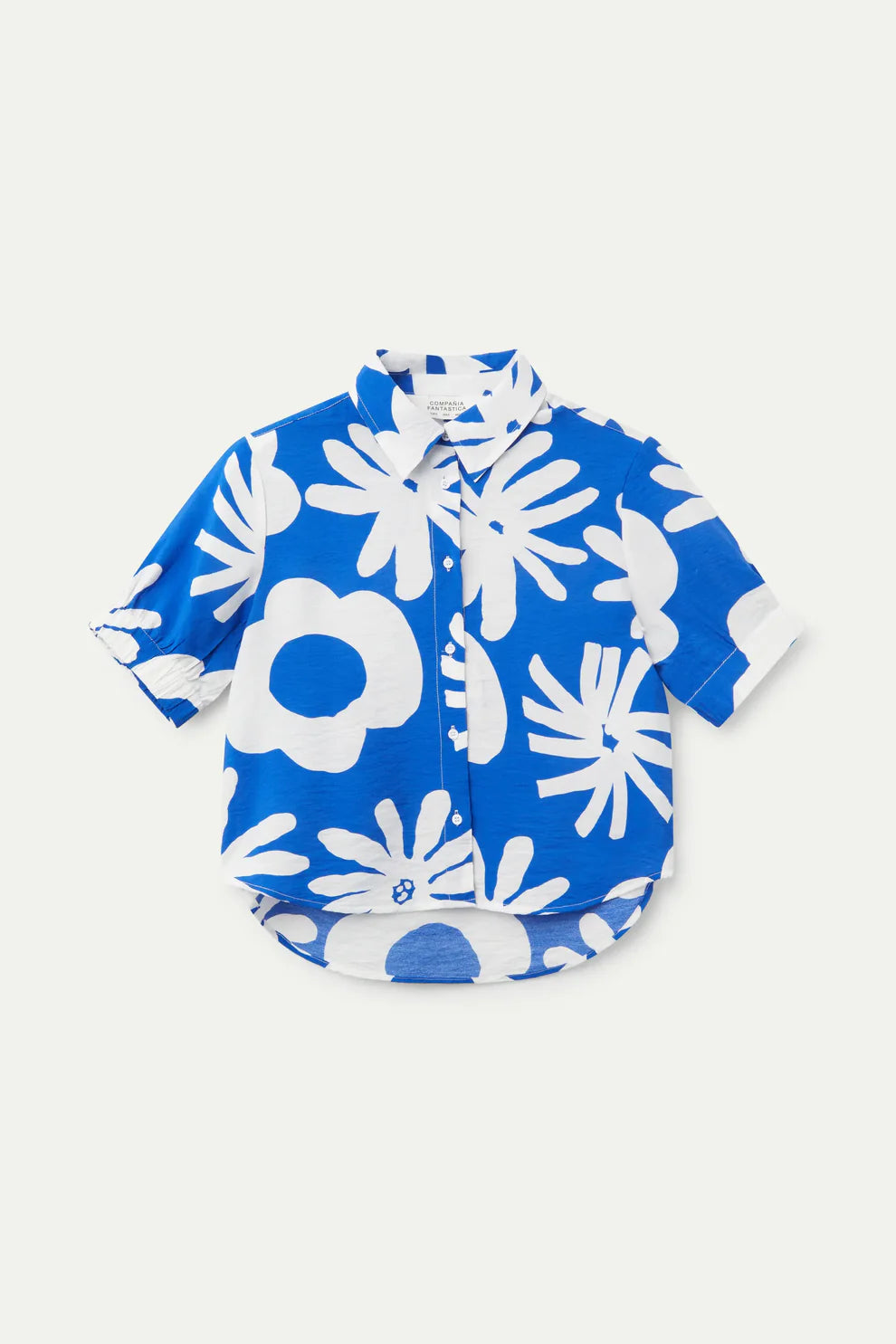 Short Sleeve Button Up, Blue & White