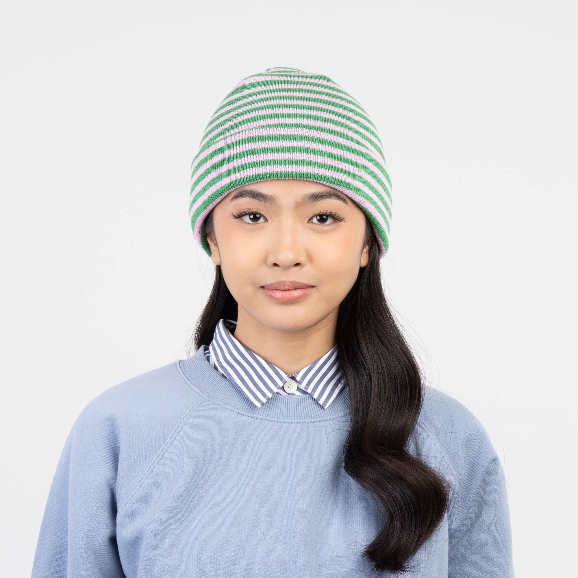 Simple Stripe Knit Beanie, Kelly Lilac