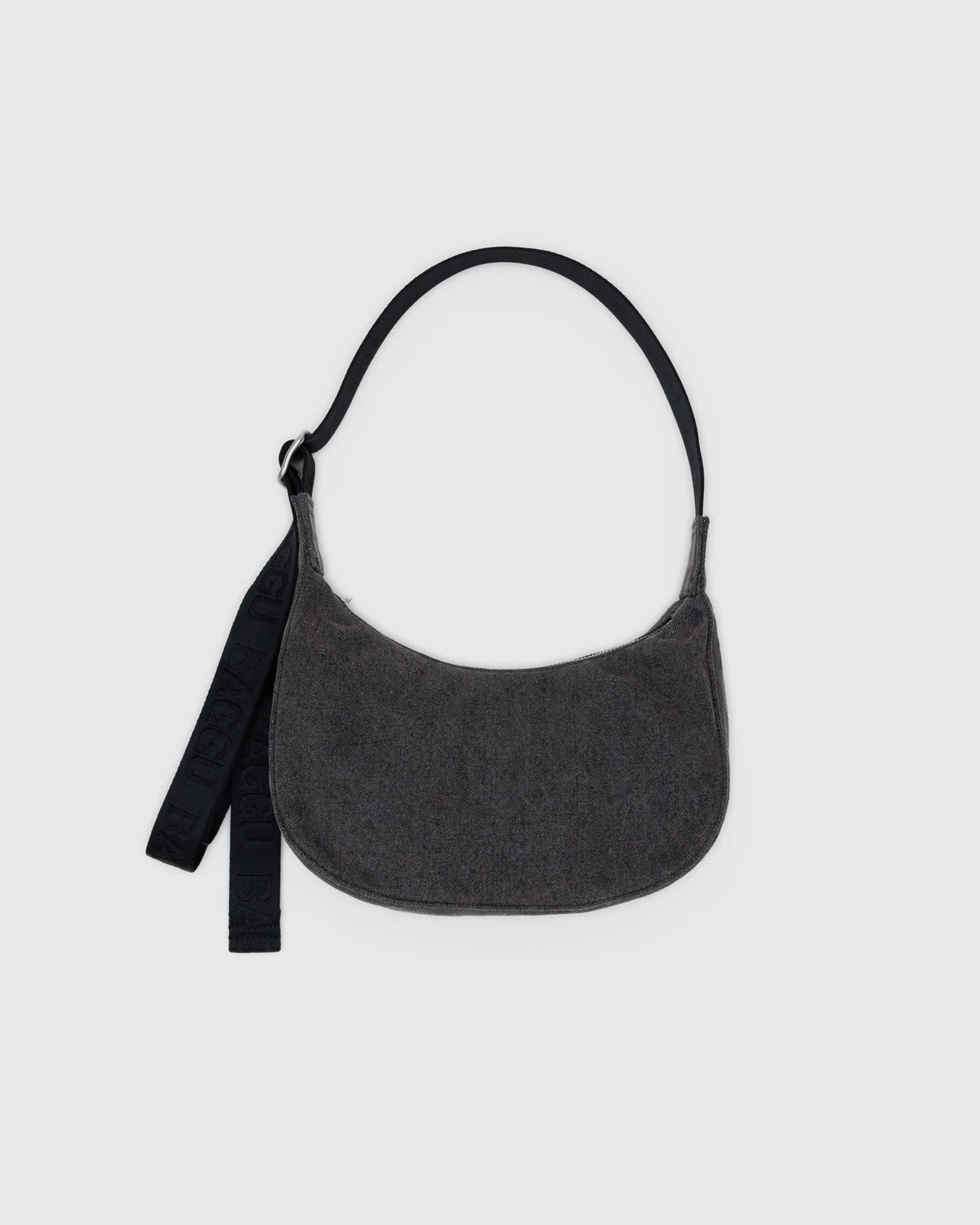 Small Nylon Crescent Bag, Black Denim