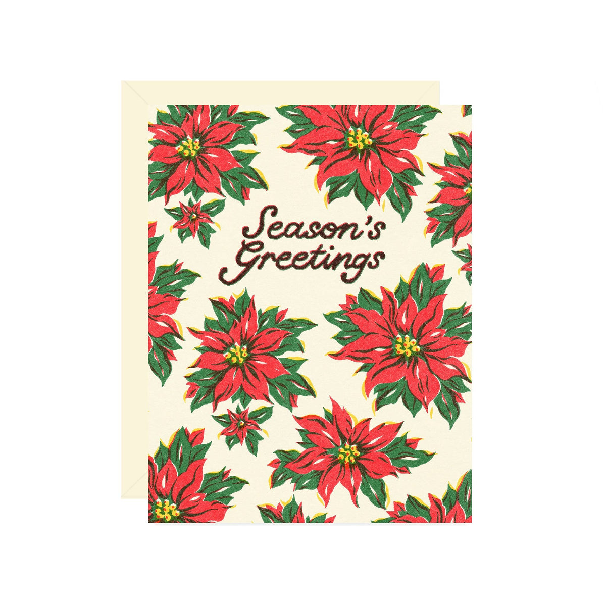 Season's Greetings Poinsettia Holiday Card