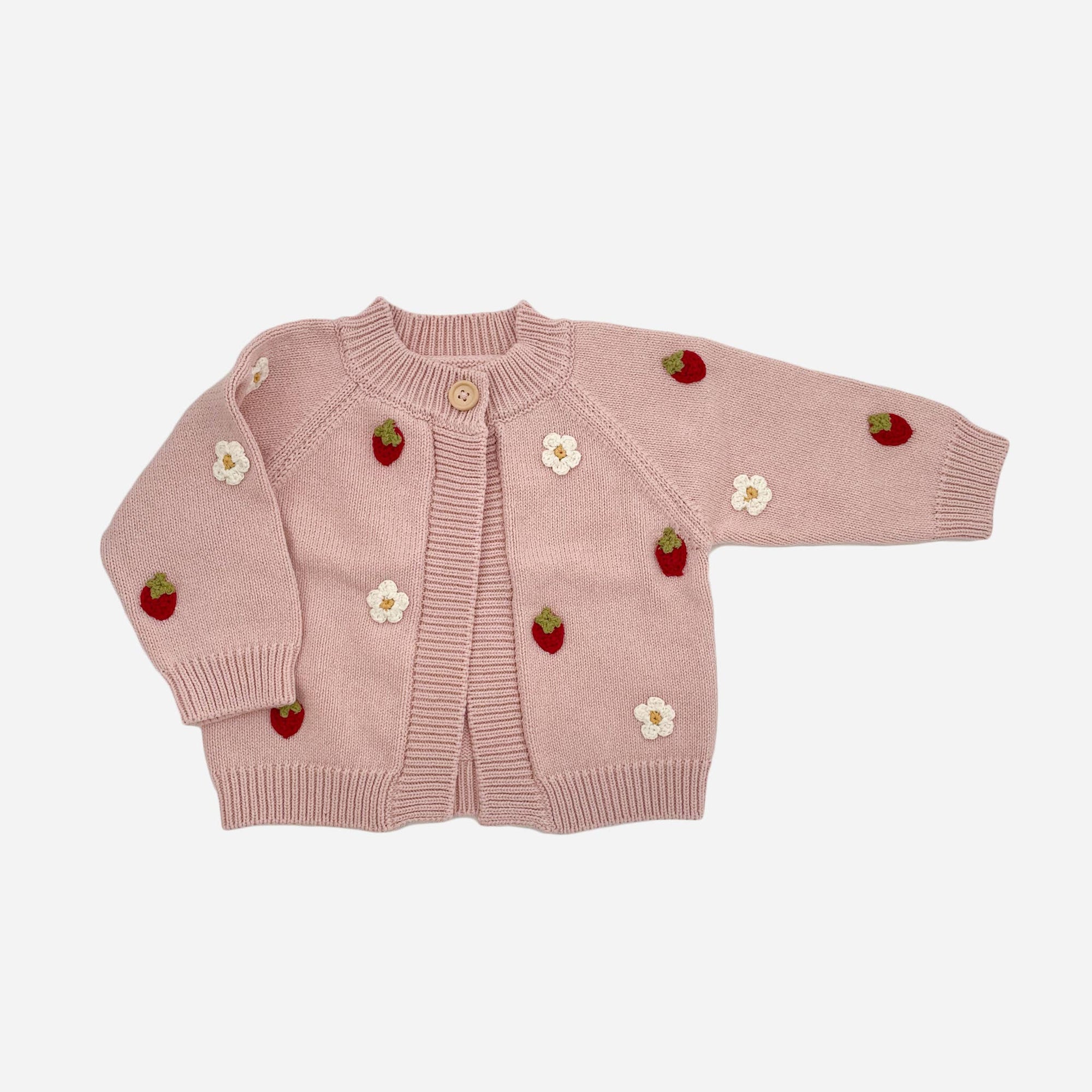 Kids Strawberry Flower Cardigan