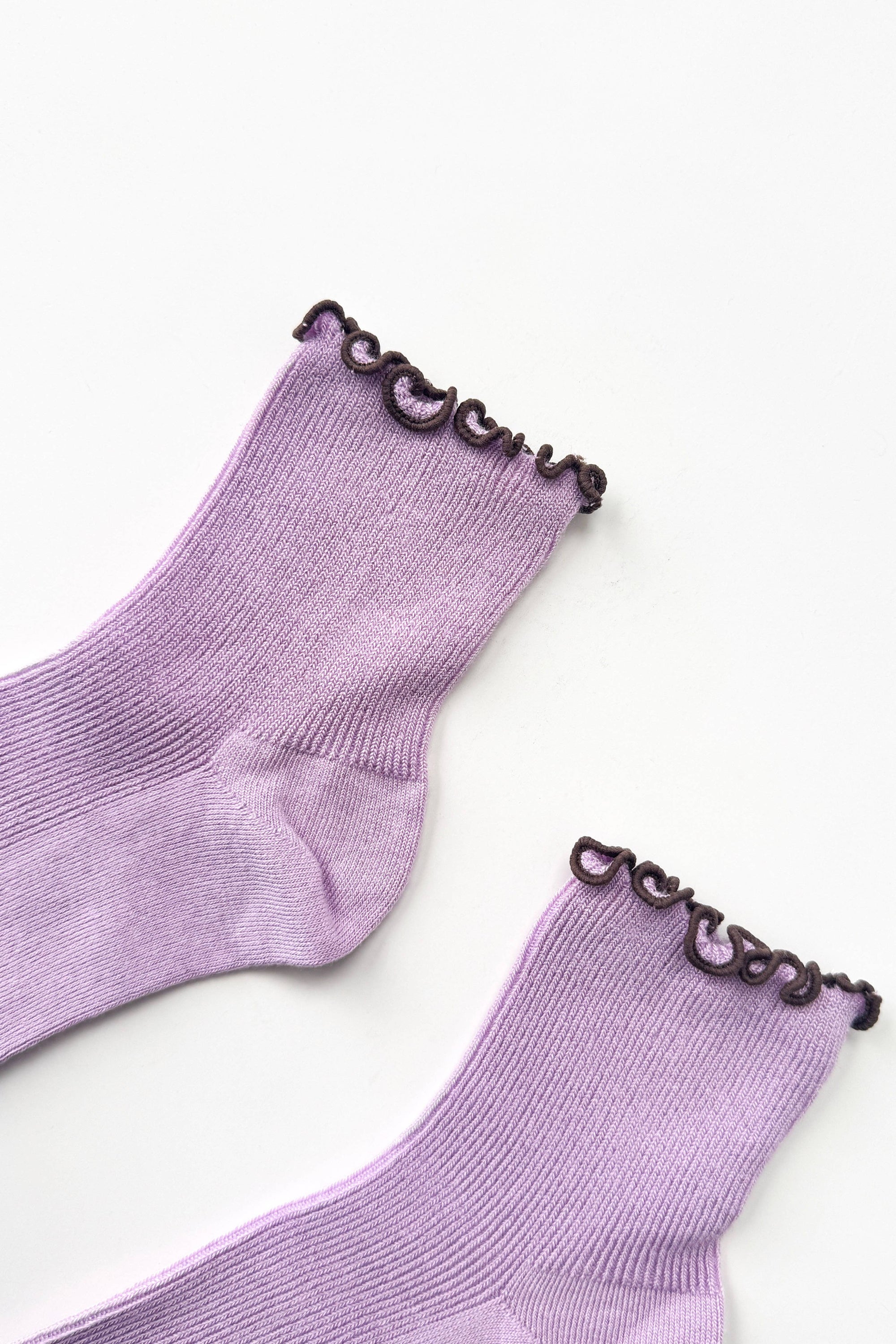 Petite Ruffled Modal Socks, Baby Blue/Butter