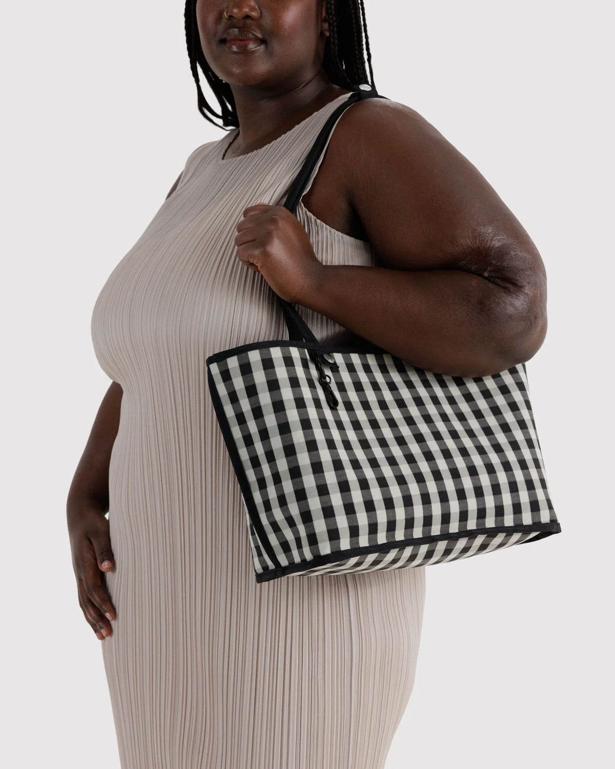 Medium Nylon Reversible Tote, Black Mix