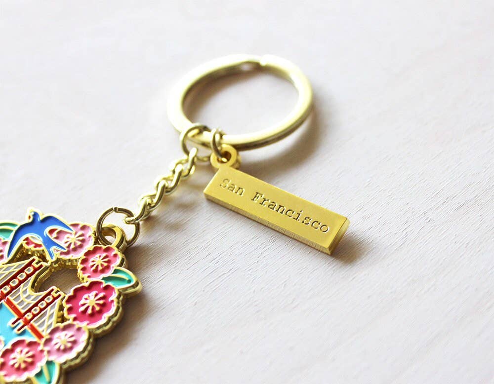 SF Cherry Blossom Golden Keychain