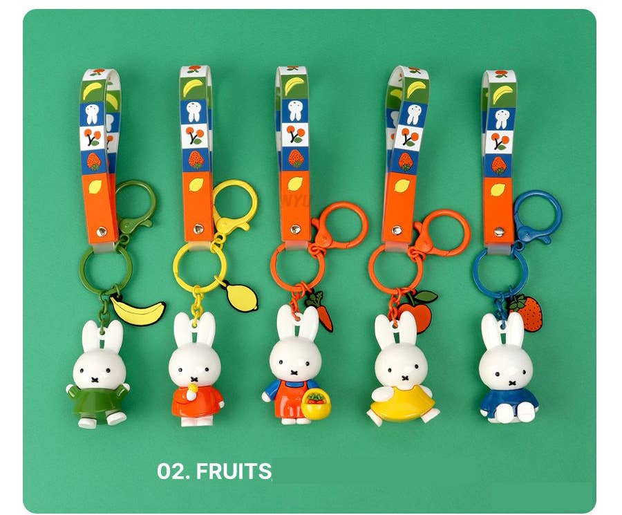 Miffy Figure Keyring & Charm – Pastel & Fruits