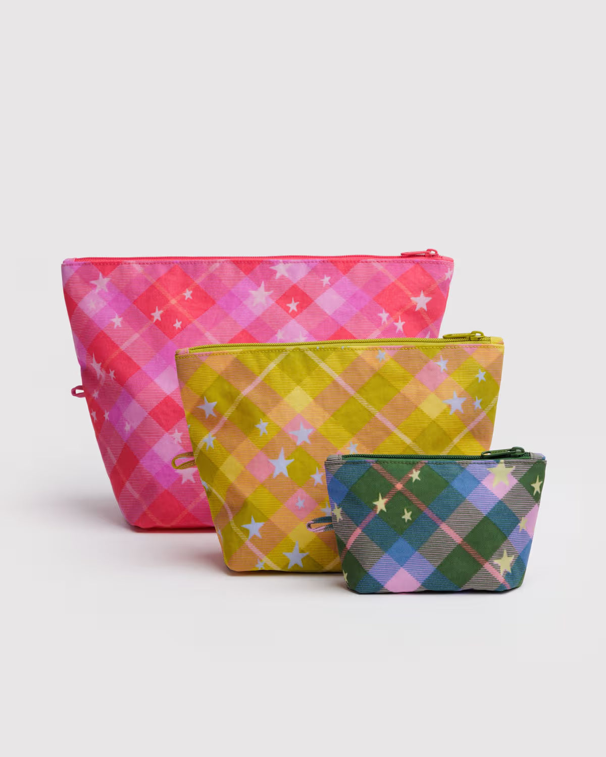 Go Pouch Set, Star Plaid