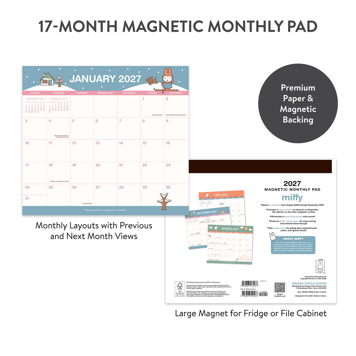 2027 Miffy A Year in Color Magnetic Monthly Pad