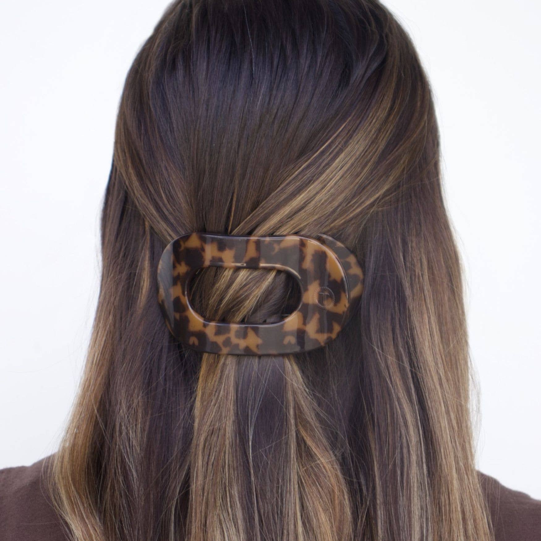 Tortoise, Medium, Round Flat Hair Clip