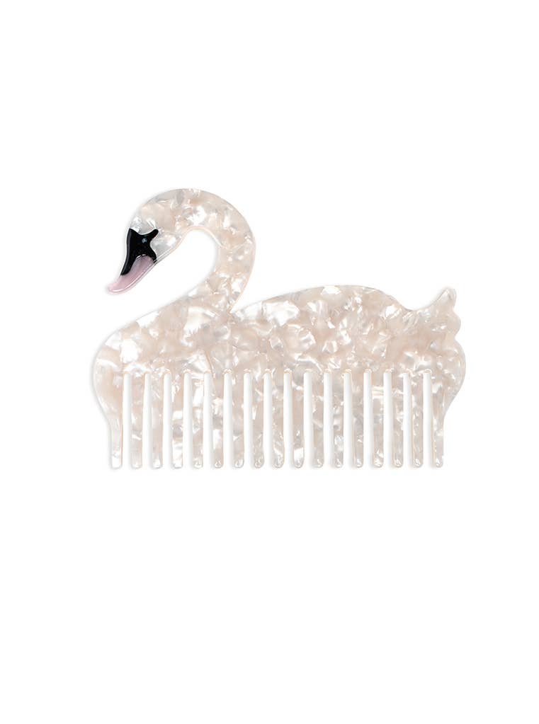 Wide-Tooth Mini Hair Comb, Swan