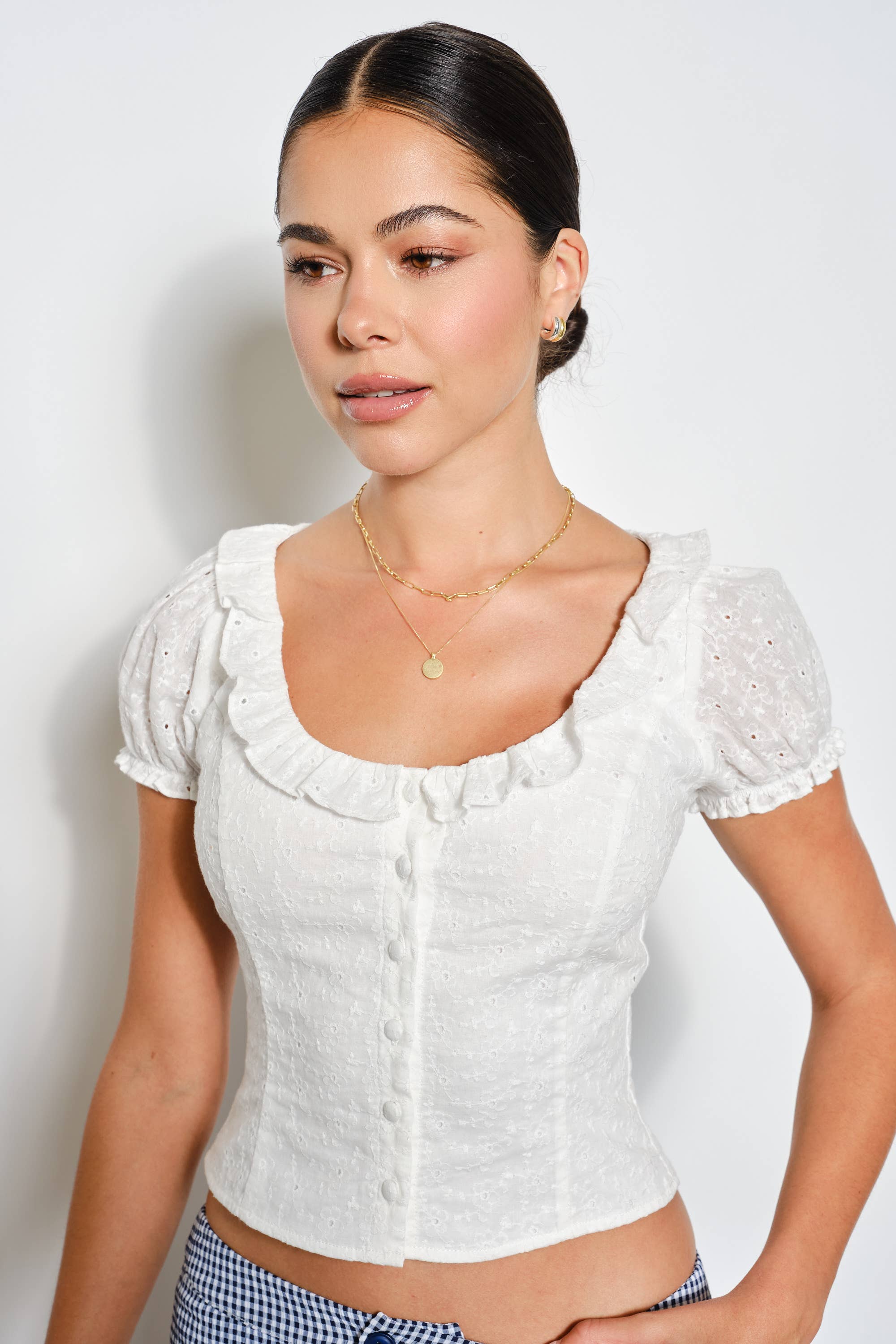 Florian Eyelet Top, Off-White