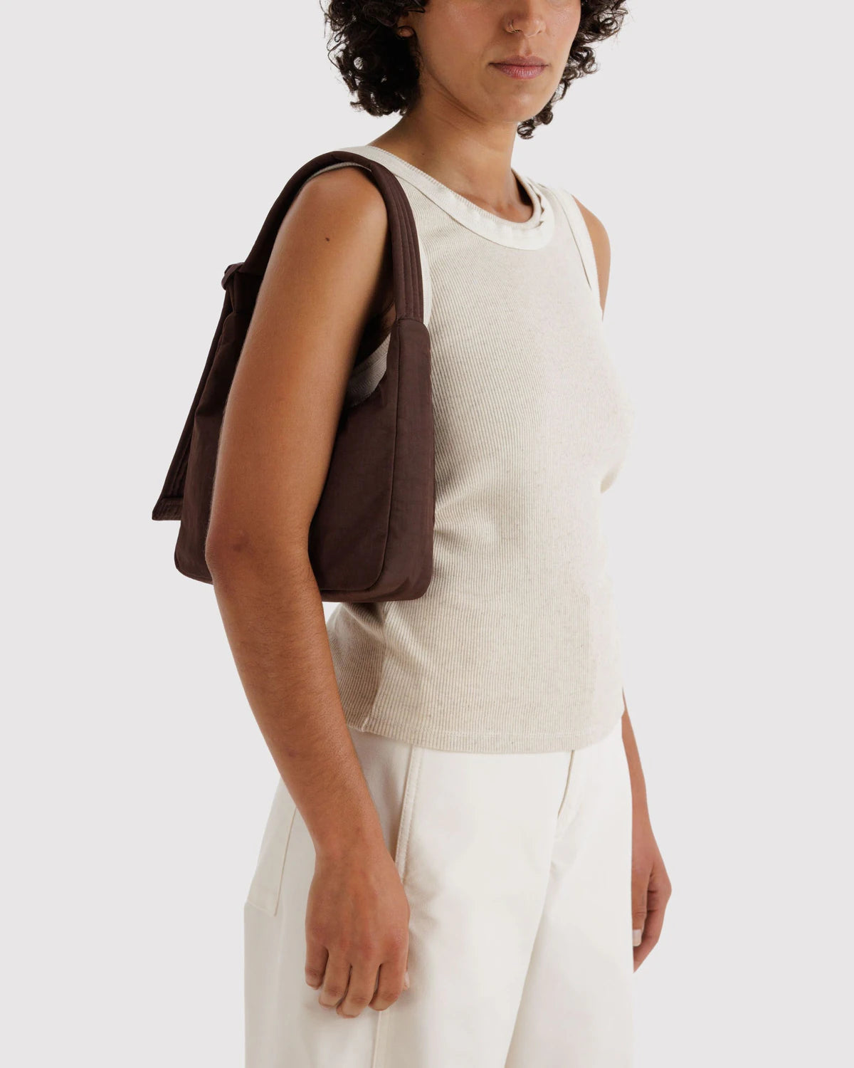 Mini Nylon Shoulder Bag, Coffee