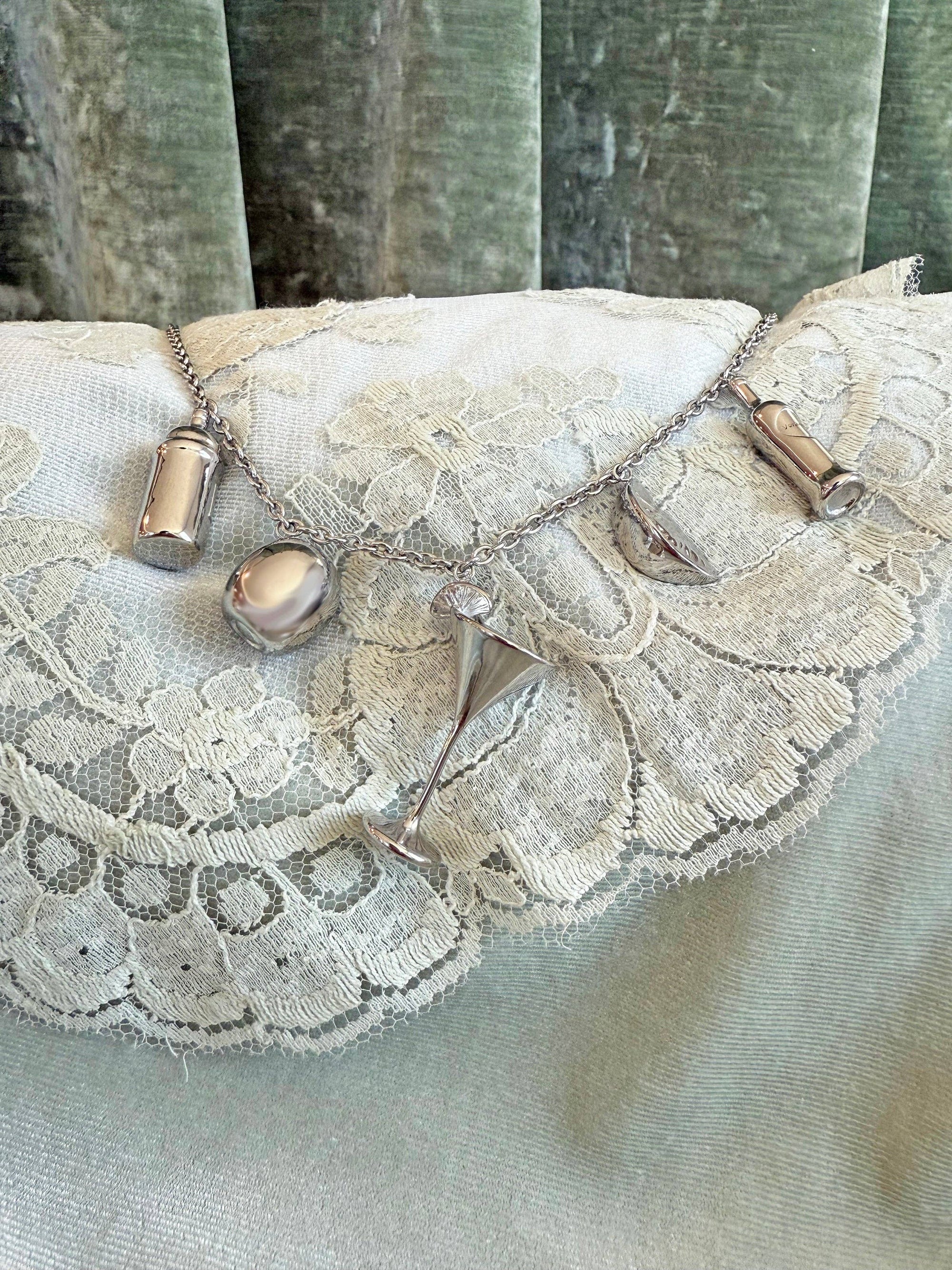 Martini Charm Necklace- Silver