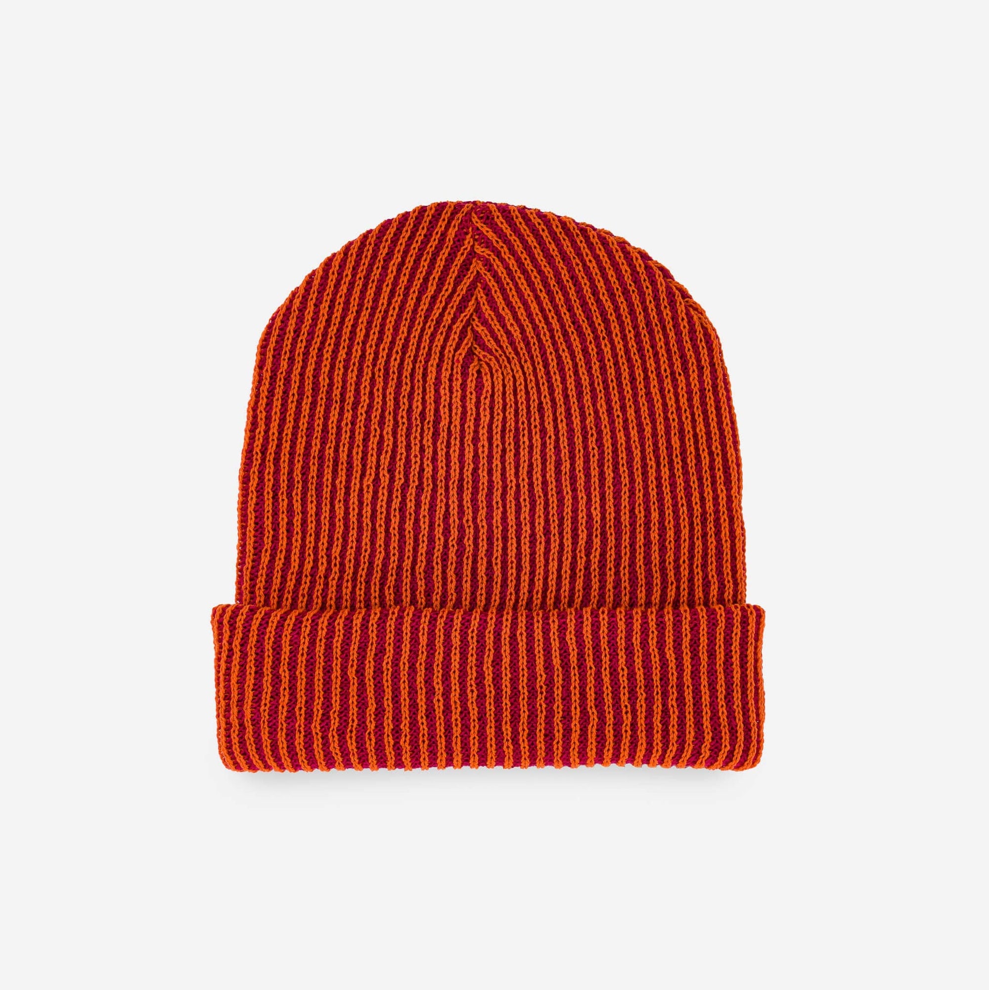 Simple Rib Knit Beanie, Red Flame