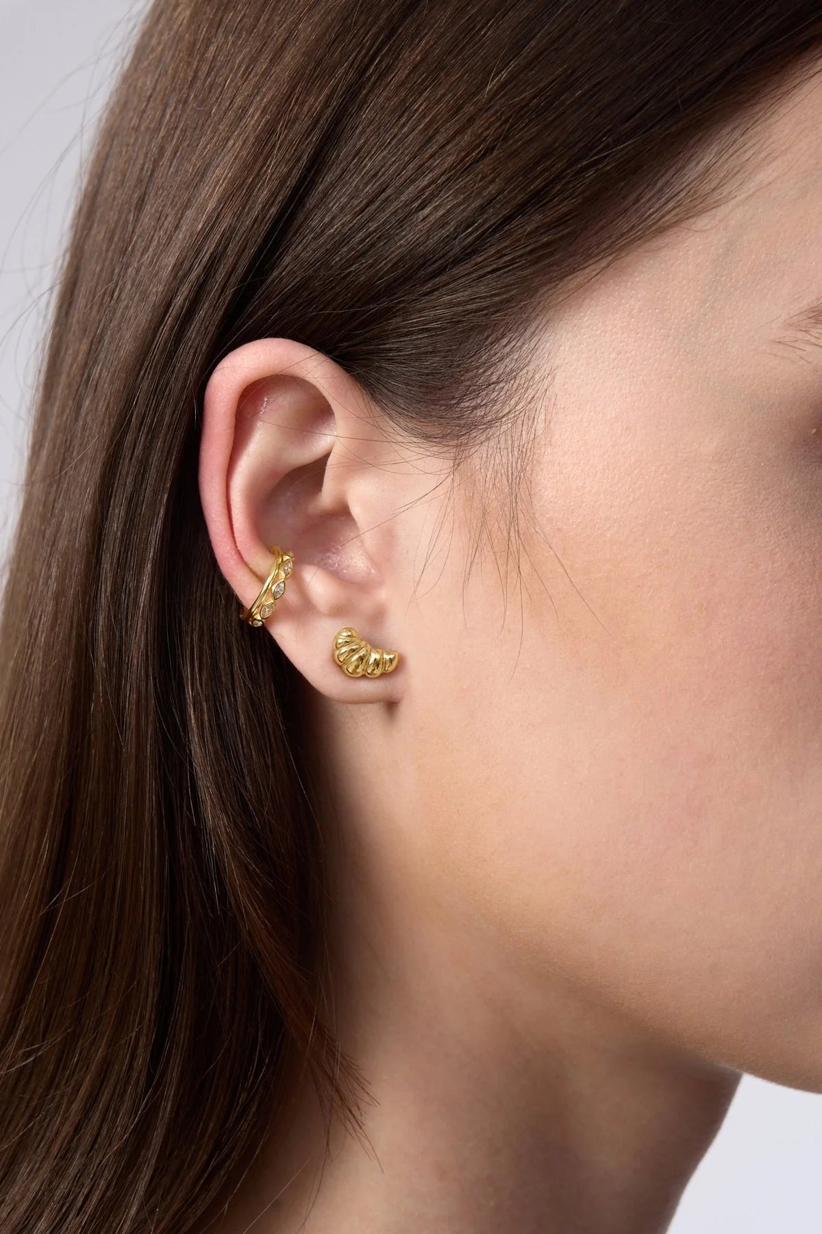 Croissant Earrings, Gold